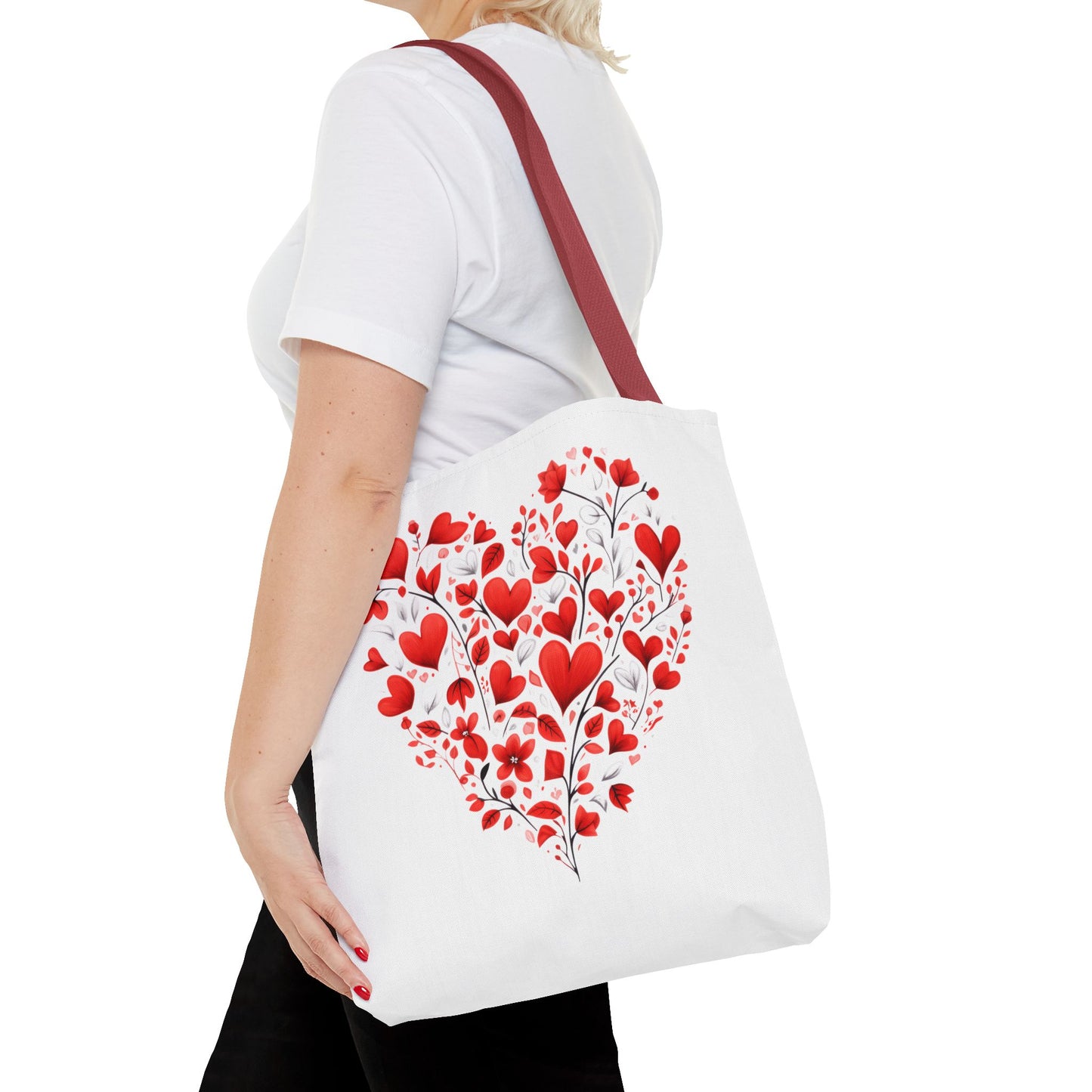 Heart Floral Tote Bag – Romantic Valentine’s Day Canvas Shopper
