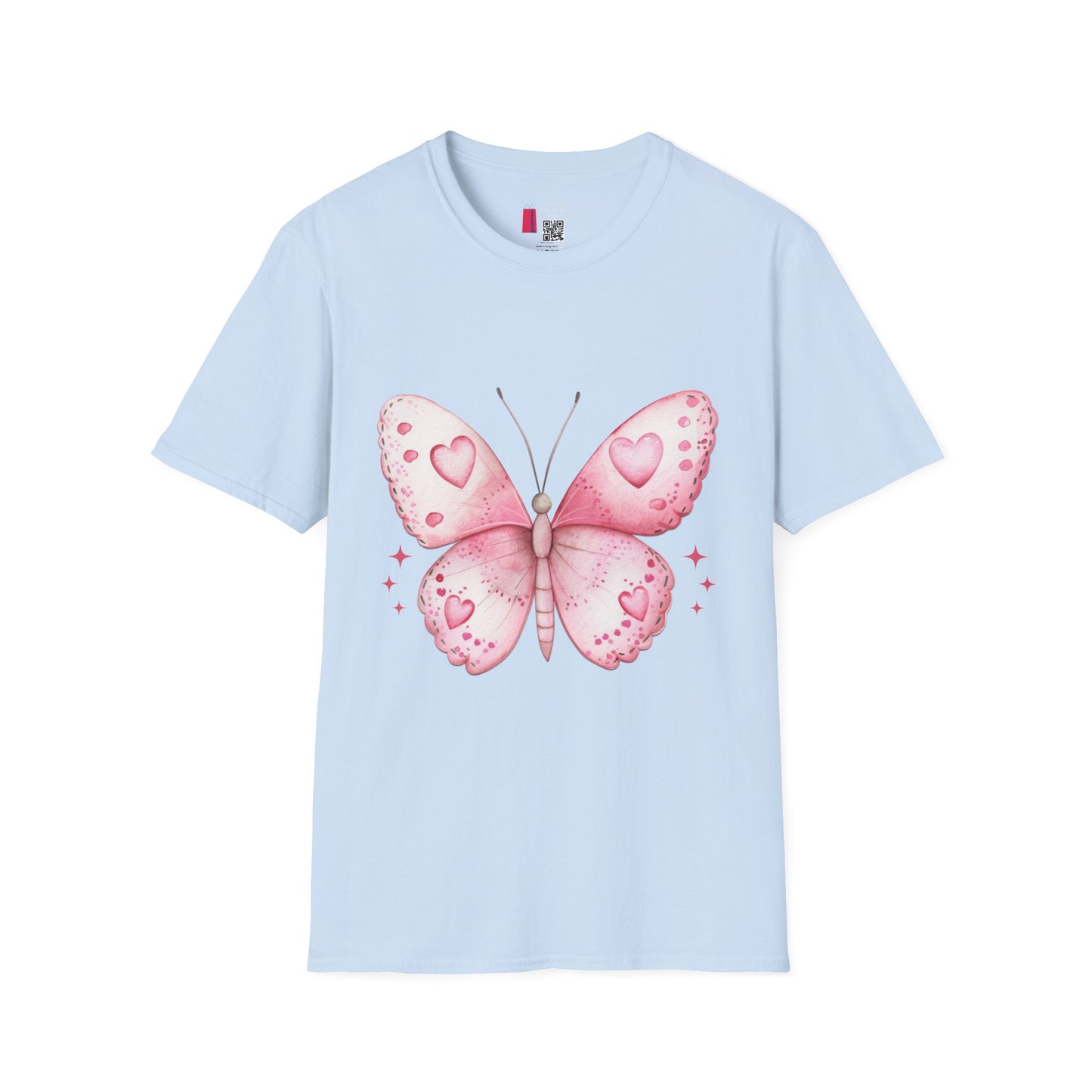 Pink Heart Butterfly T-Shirt — Cute Romantic Graphic Tee