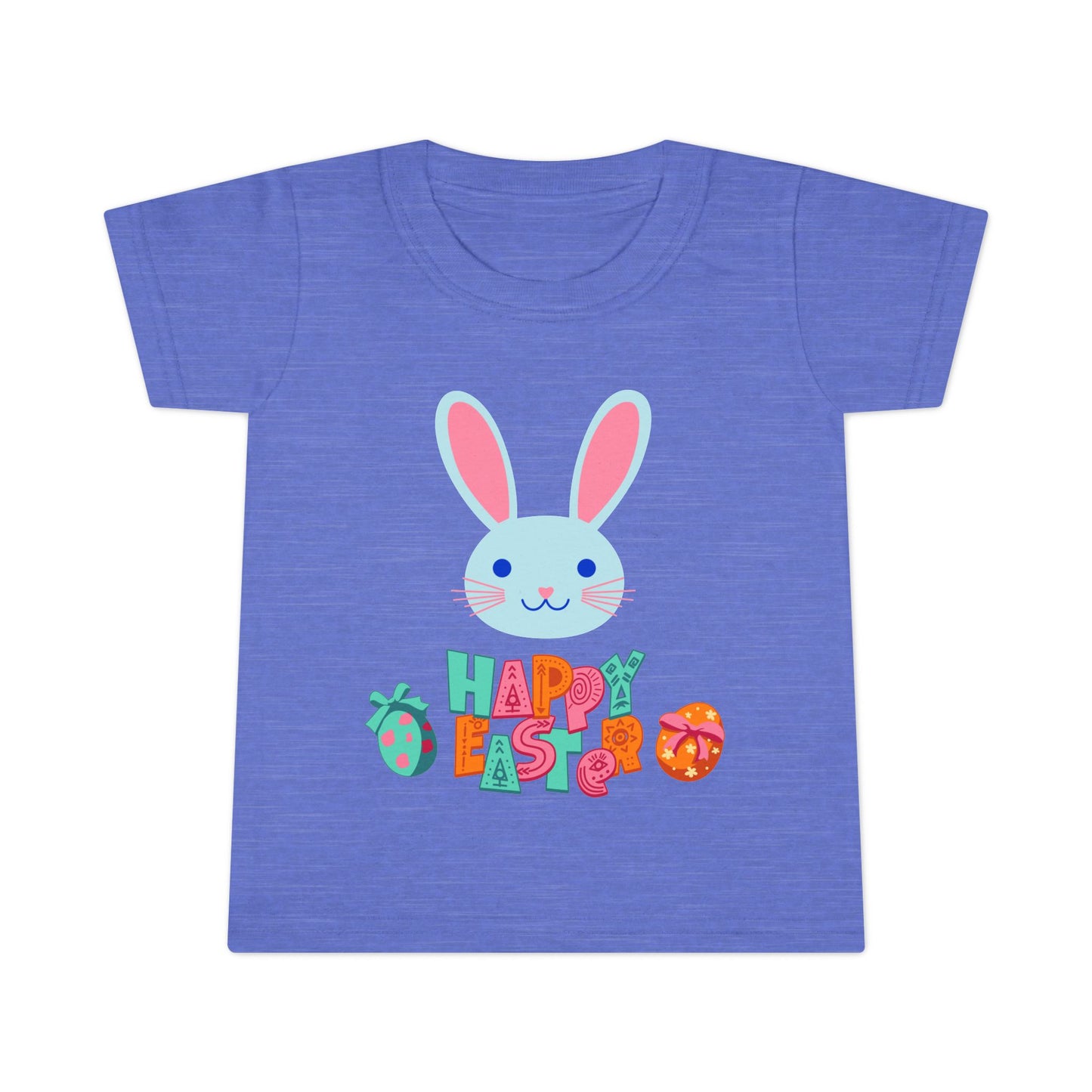 Easter Bunny Toddler T-Shirt - "Happy Easter" Colorful Egg Design