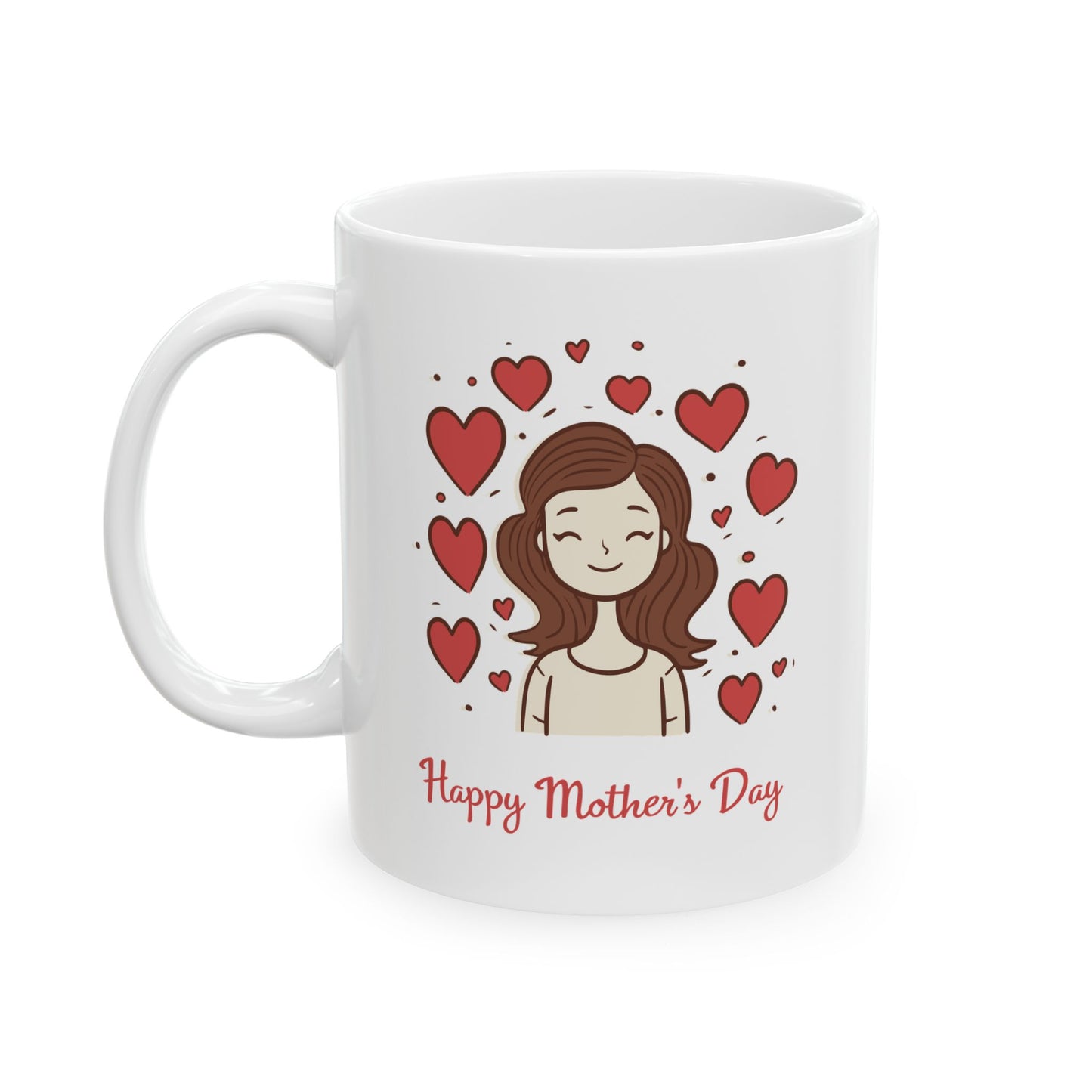 Valentine’s Day Heart Stack Ceramic Mug — 'Happy Day' Romantic Coffee Cup (11oz & 15oz)
