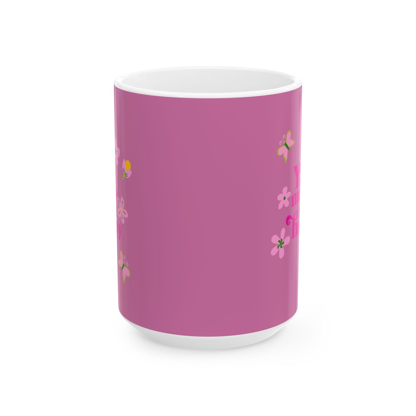Pink Floral Ceramic Mug – Cute Cherry Blossom Coffee Cup (11oz & 15oz)