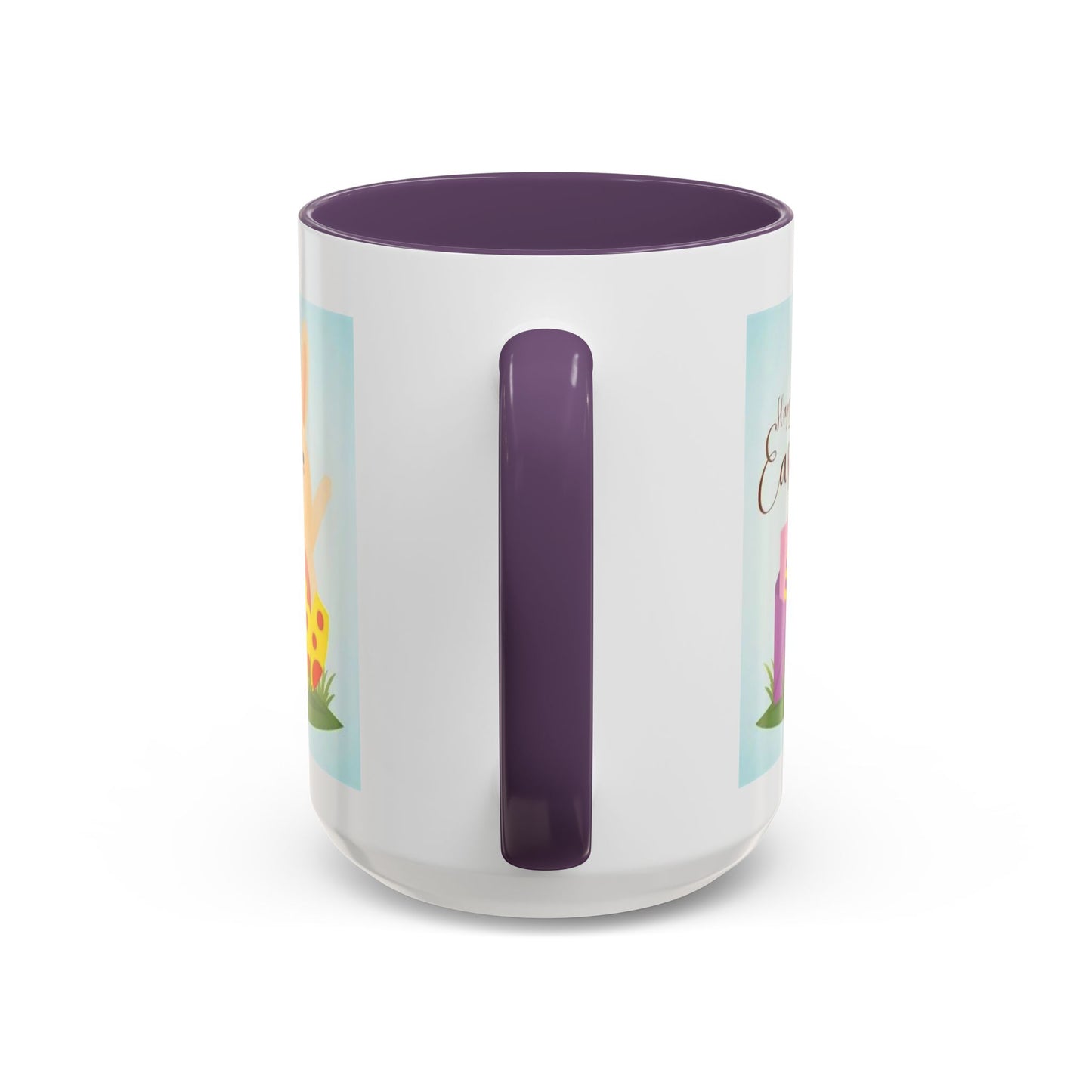 Easter Bunny Accent Coffee Mug – "Happy Easter" Spring Bunny & Egg Design (11/15oz)