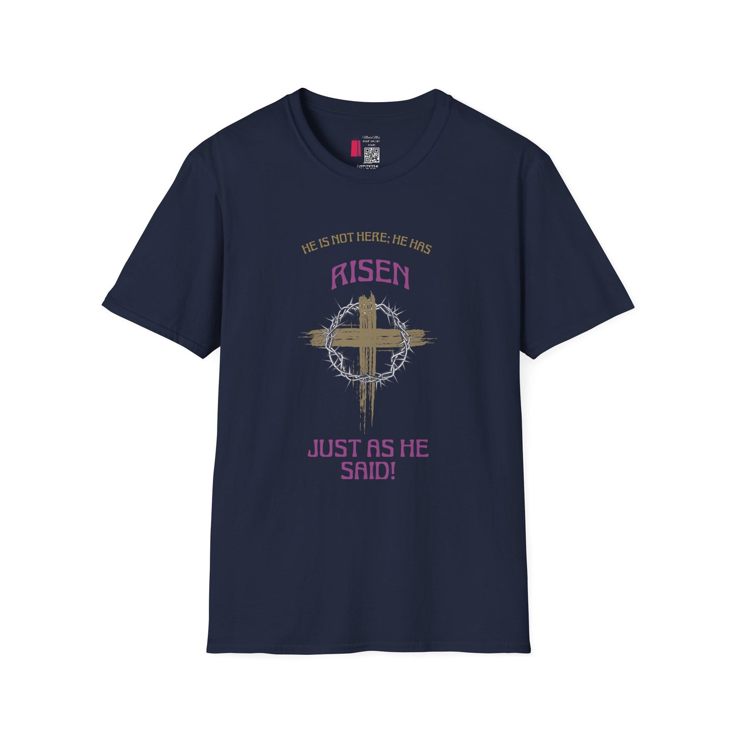 Christian Risen Cross T-Shirt — "He Is Not Here, He’s Risen" Easter Tee