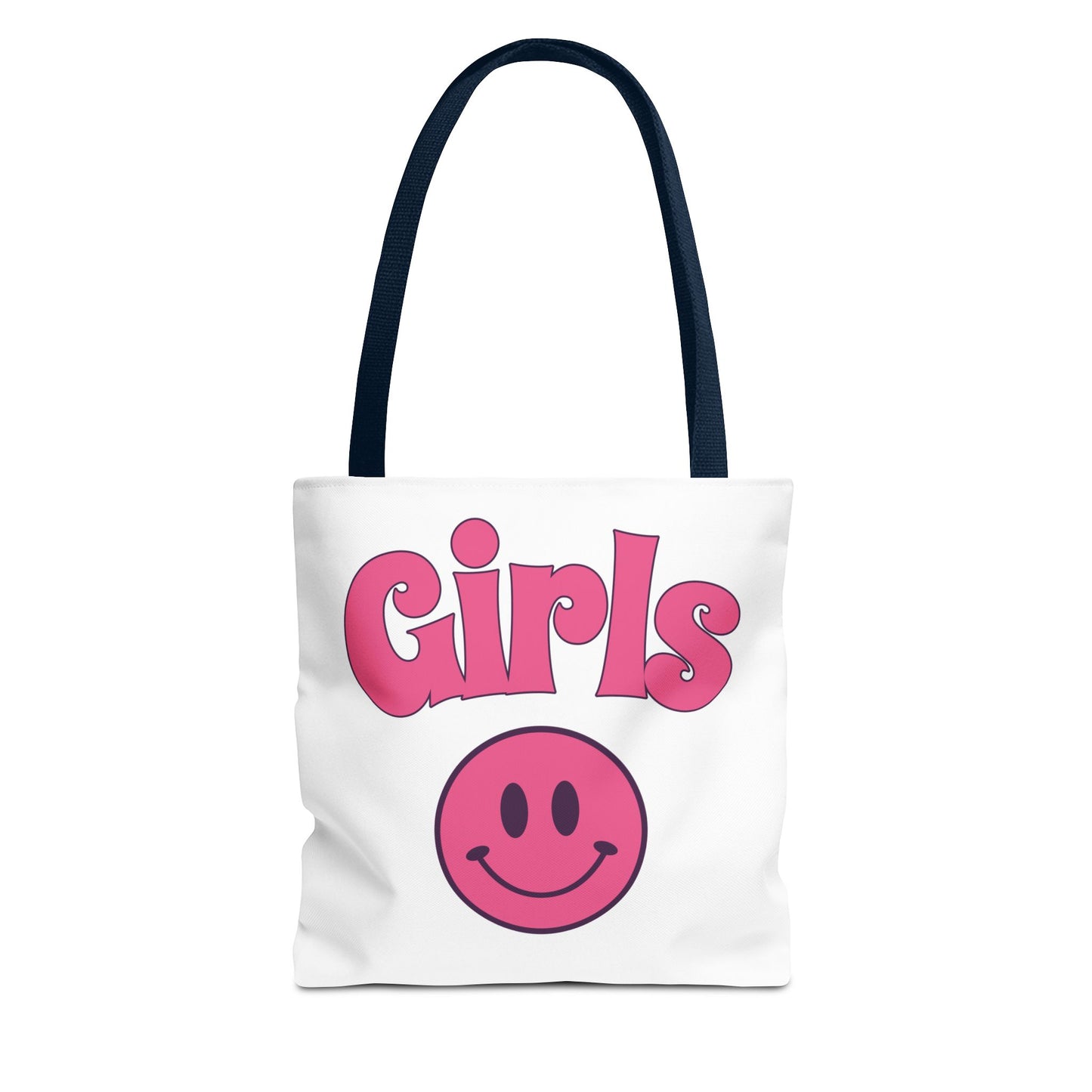 Girls Pink Smile Tote Bag — Cute Retro Smiley Shopper