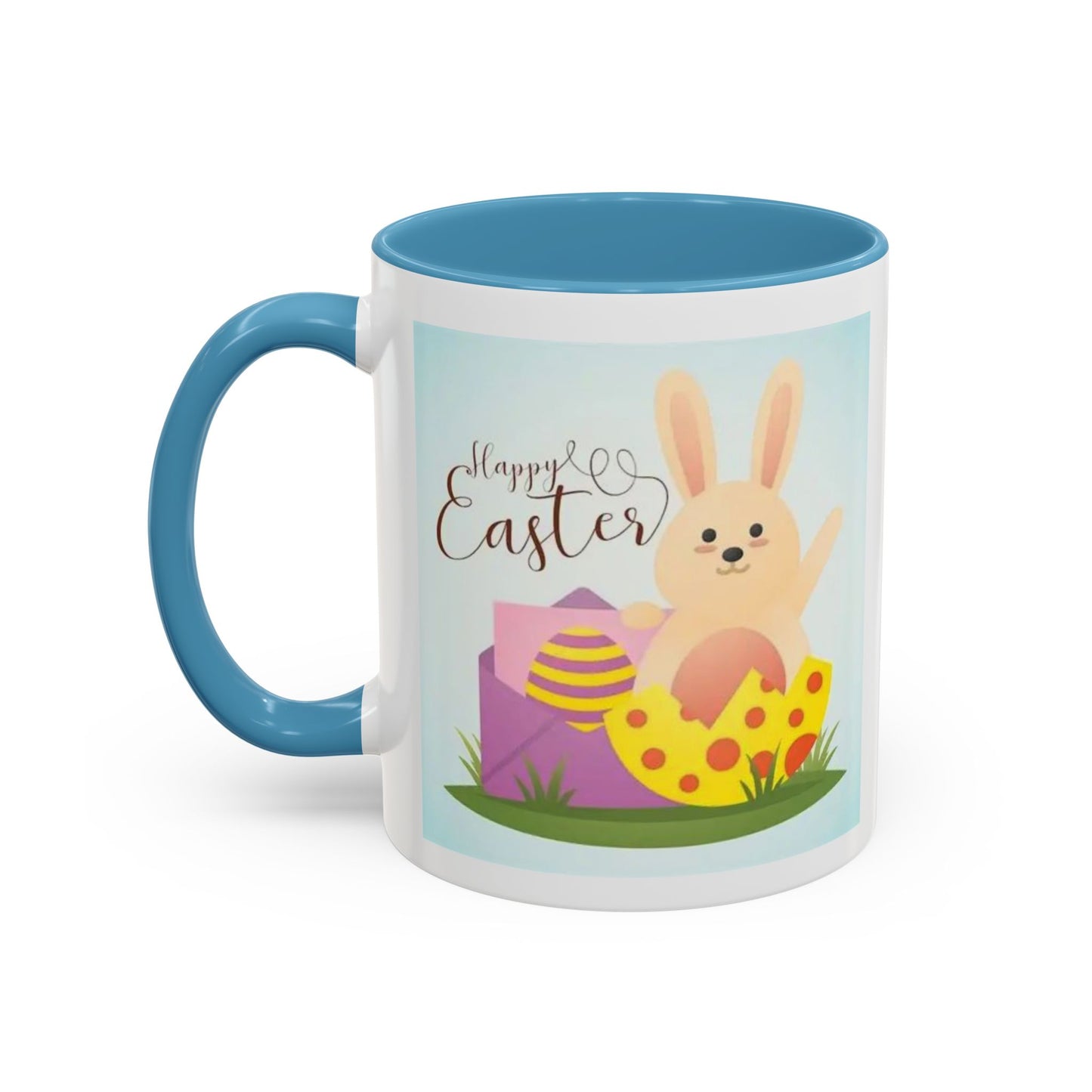 Easter Bunny Accent Coffee Mug – "Happy Easter" Spring Bunny & Egg Design (11/15oz)