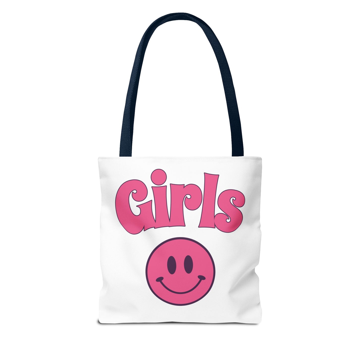 Girls Pink Smile Tote Bag — Cute Retro Smiley Shopper
