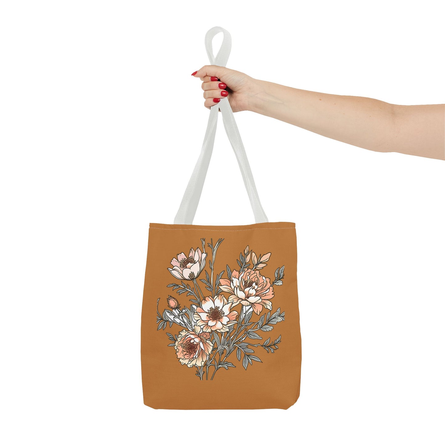 Floral Bouquet Tote Bag — Vintage Rust Floral Canvas Tote
