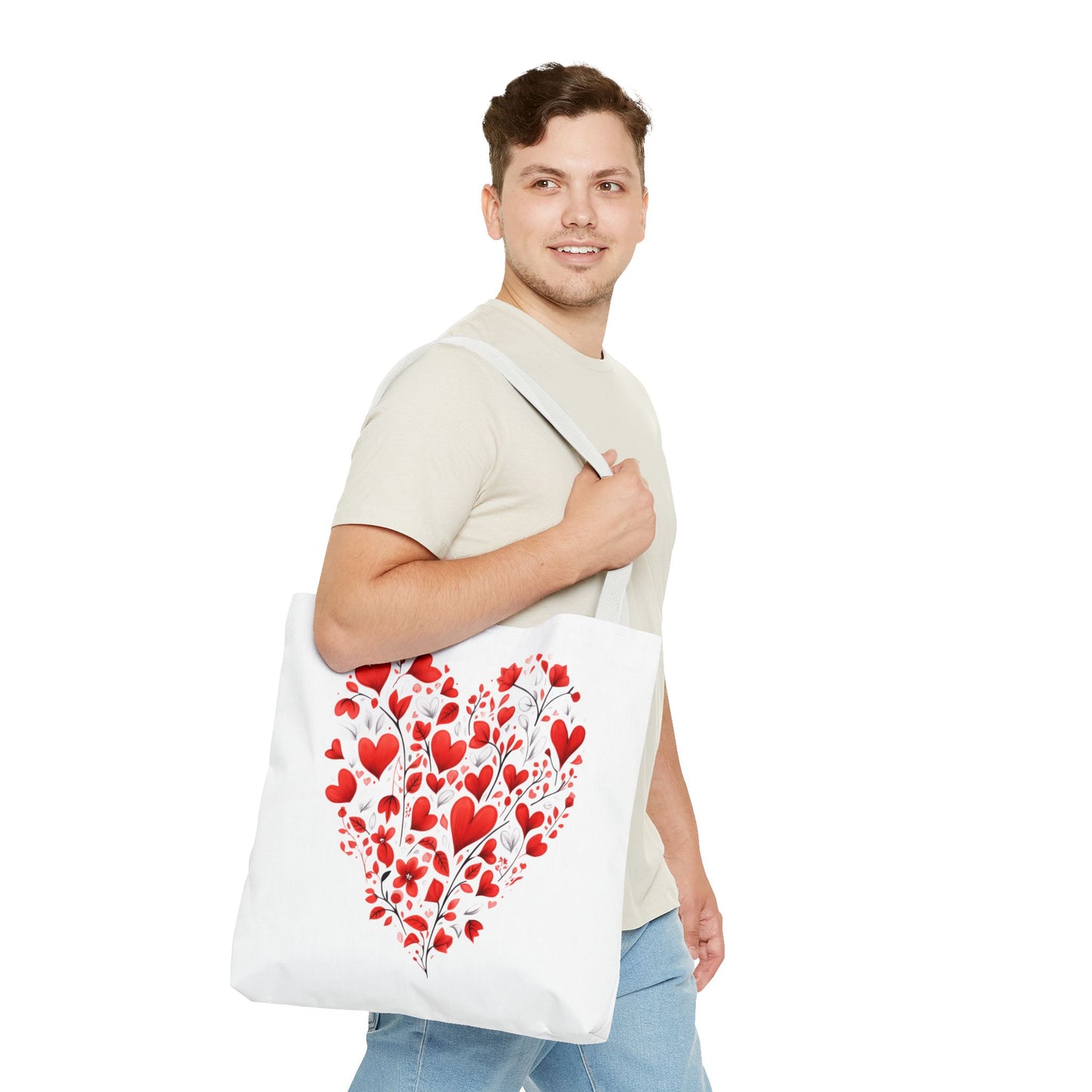 Heart Floral Tote Bag – Romantic Valentine’s Day Canvas Shopper