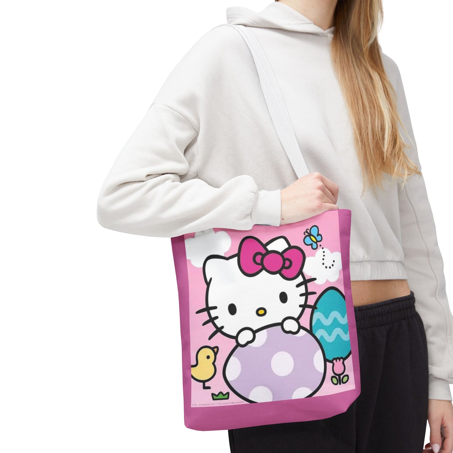Hello Kitty Easter Tote Bag — Cute Pink Bunny & Egg Spring Shopper