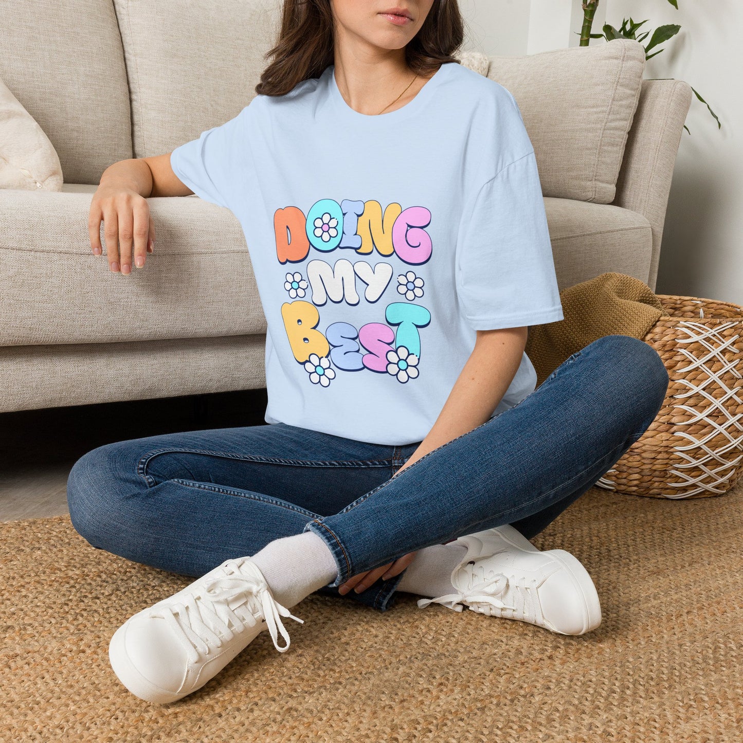 Retro Floral "Doing My Best" T-Shirt