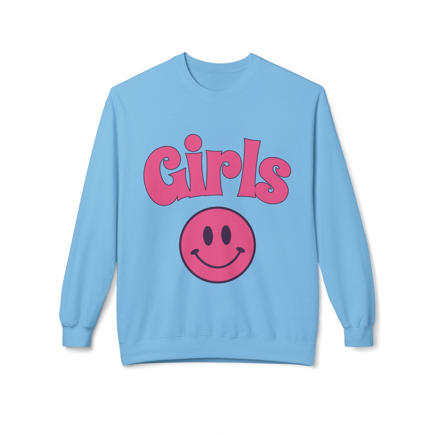 Girls Smiley Crewneck Sweatshirt – Retro Pink Logo