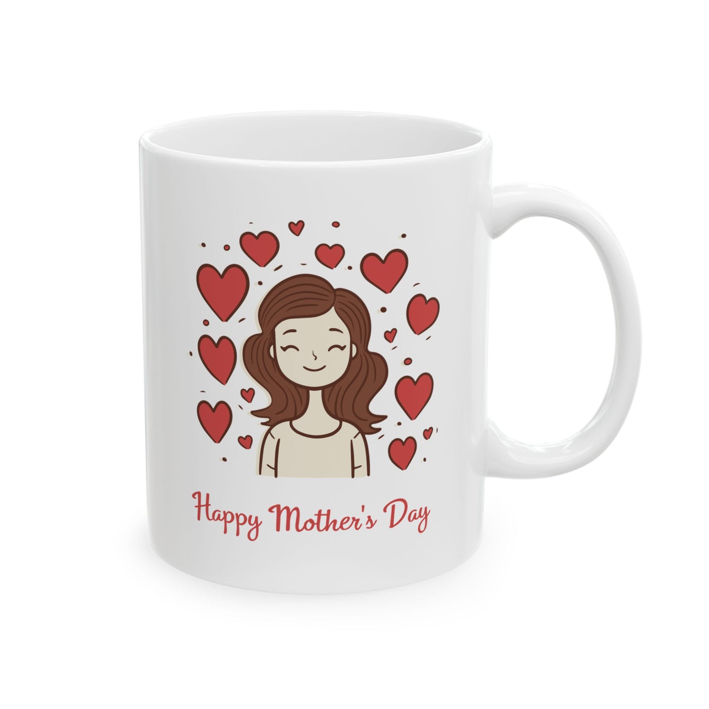 Valentine’s Day Heart Stack Ceramic Mug — 'Happy Day' Romantic Coffee Cup (11oz & 15oz)