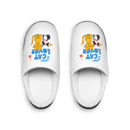 Women's Cozy Cat Lover Indoor Slippers — Cute Cat Graphic