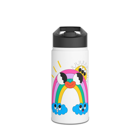 Cute Rainbow Water Bottle — Smiley Clouds & Sun Stainless Steel Bottle