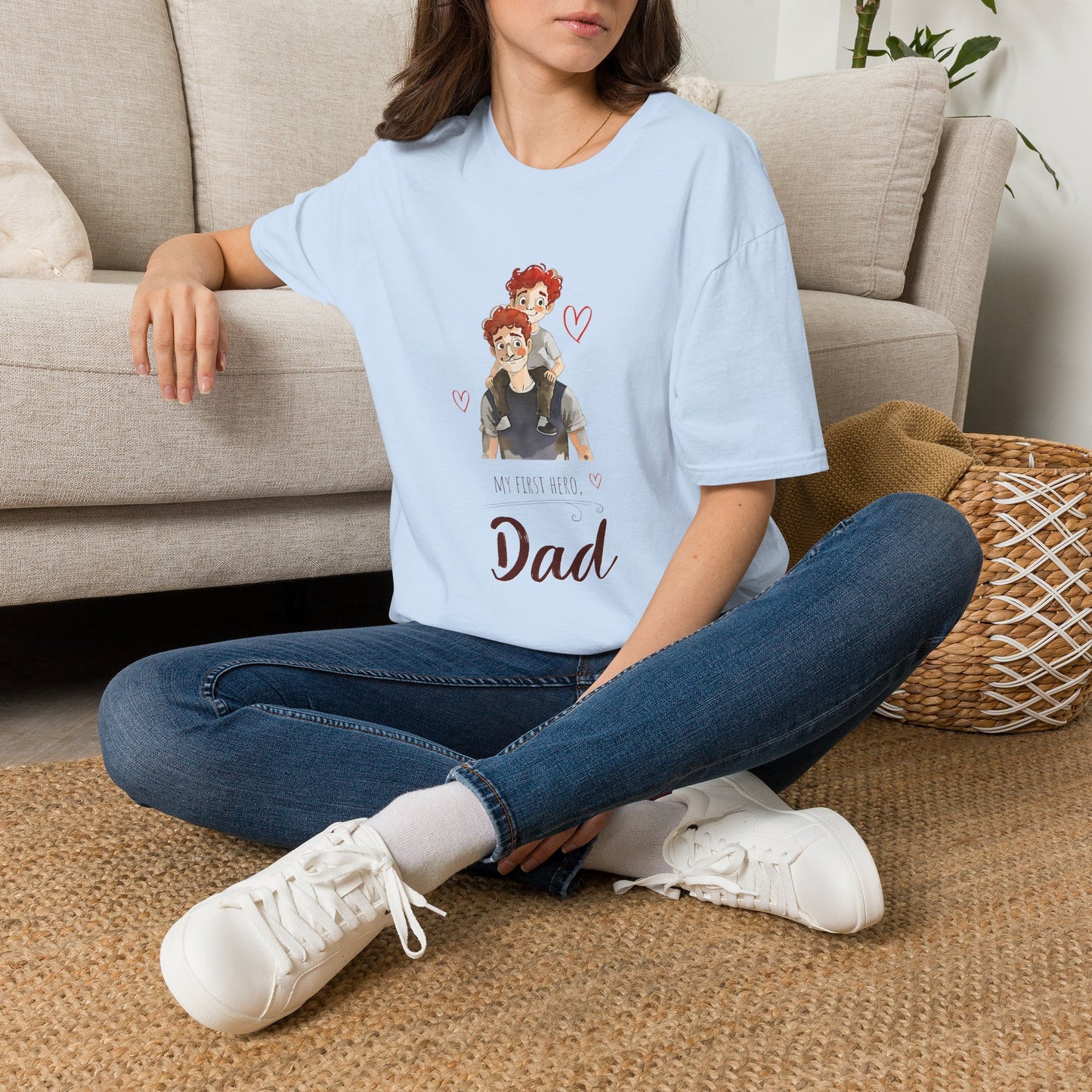 Dad and Son Cartoon Portrait T-Shirt — Cute Father’s Day Gift