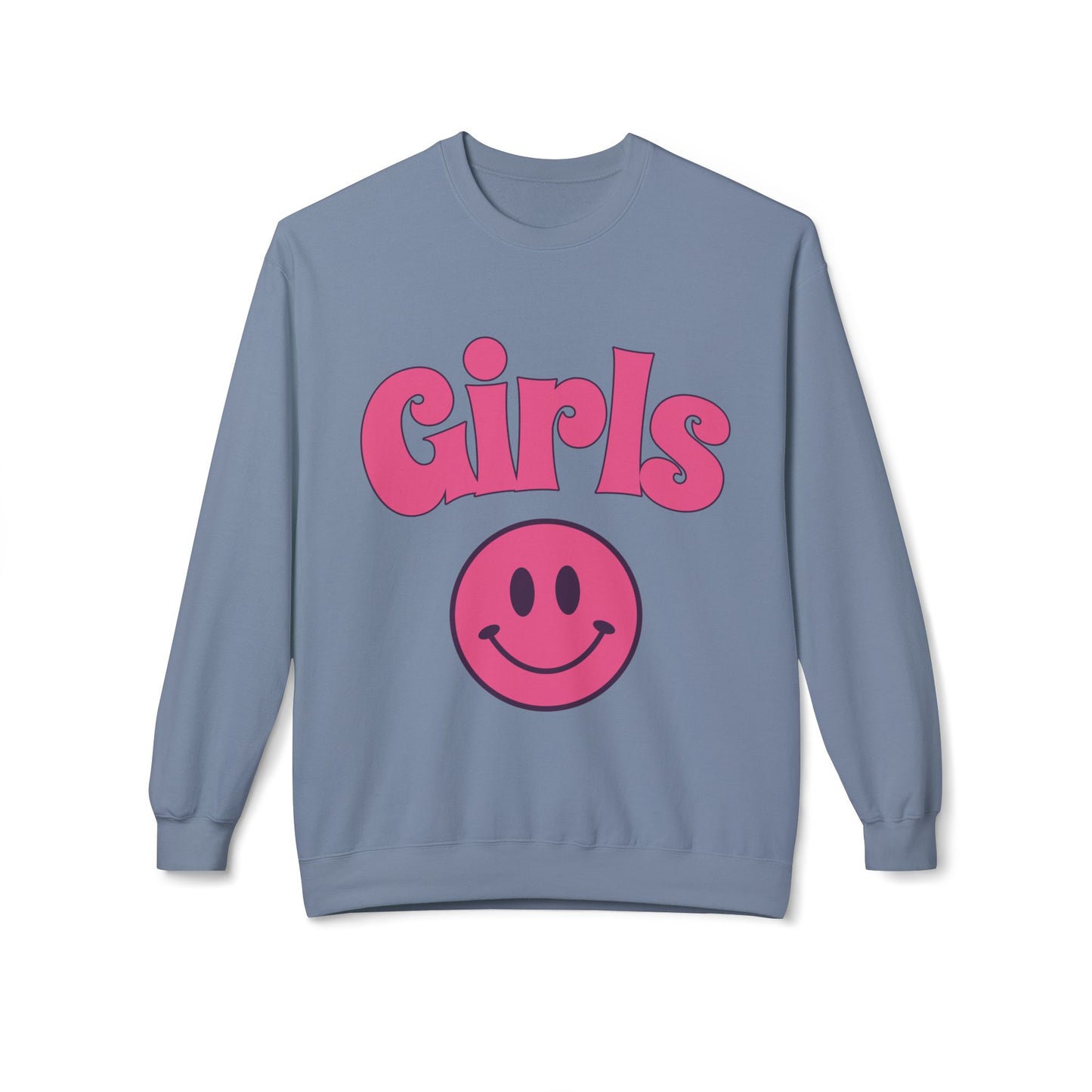 Girls Smiley Crewneck Sweatshirt – Retro Pink Logo