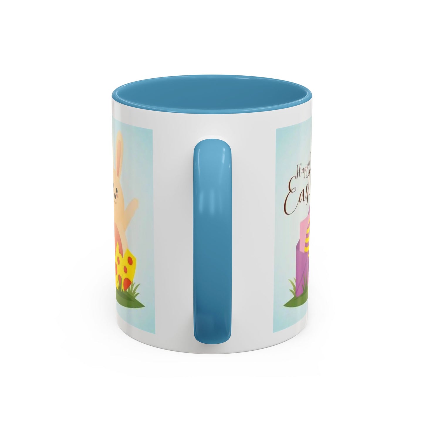 Easter Bunny Accent Coffee Mug – "Happy Easter" Spring Bunny & Egg Design (11/15oz)