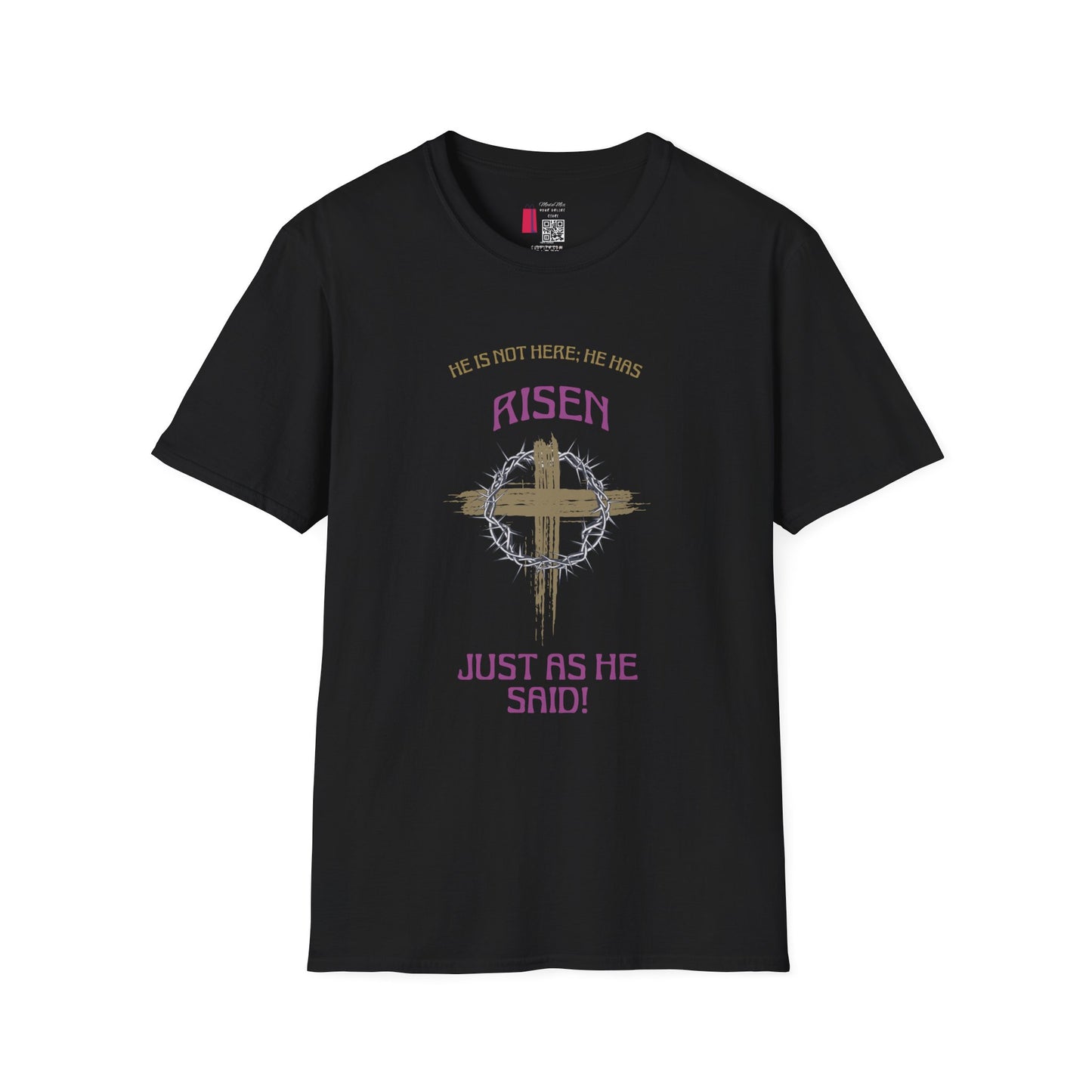 Christian Risen Cross T-Shirt — "He Is Not Here, He’s Risen" Easter Tee