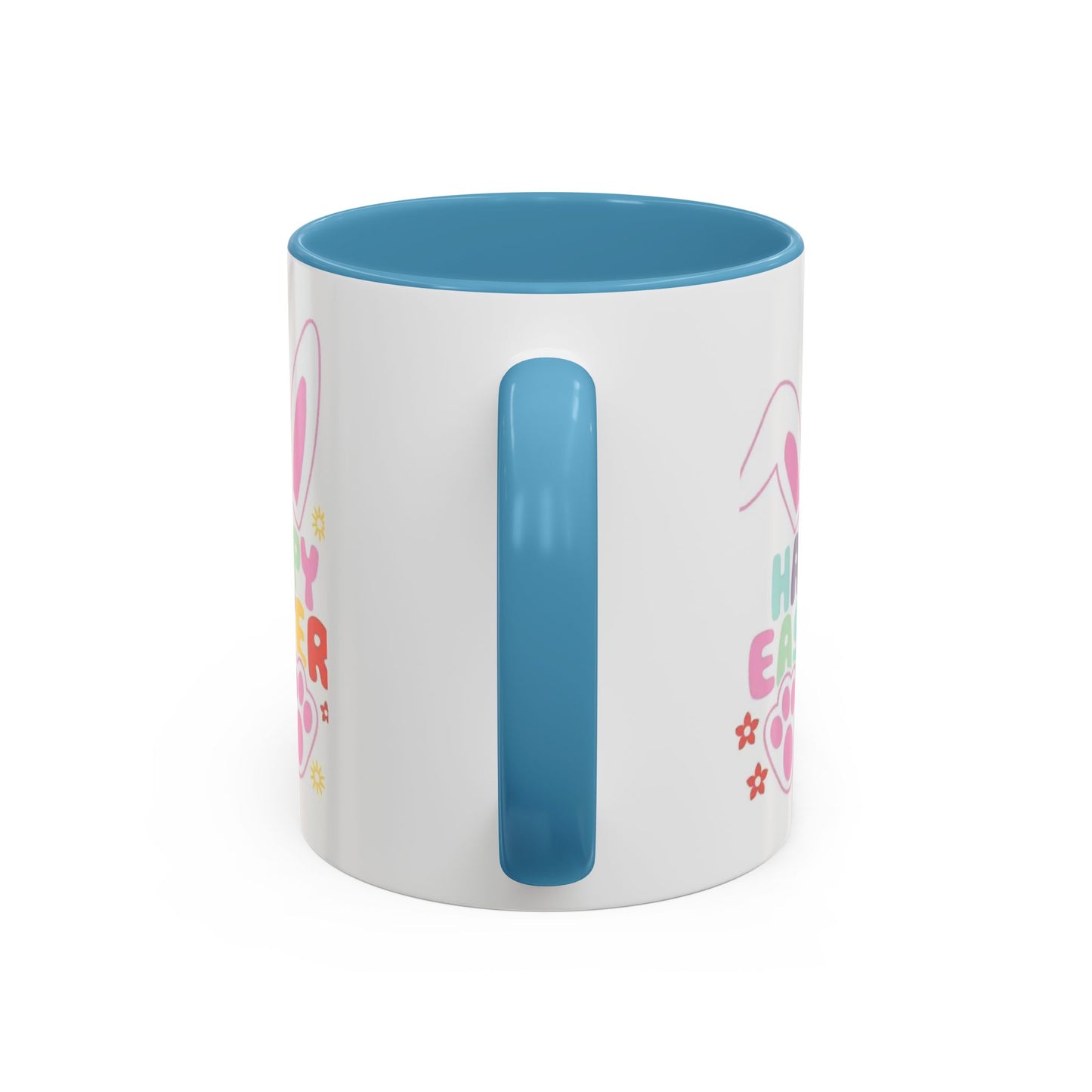 Happy Easter Bunny Accent Coffee Mug — Pink Interior 11/15oz