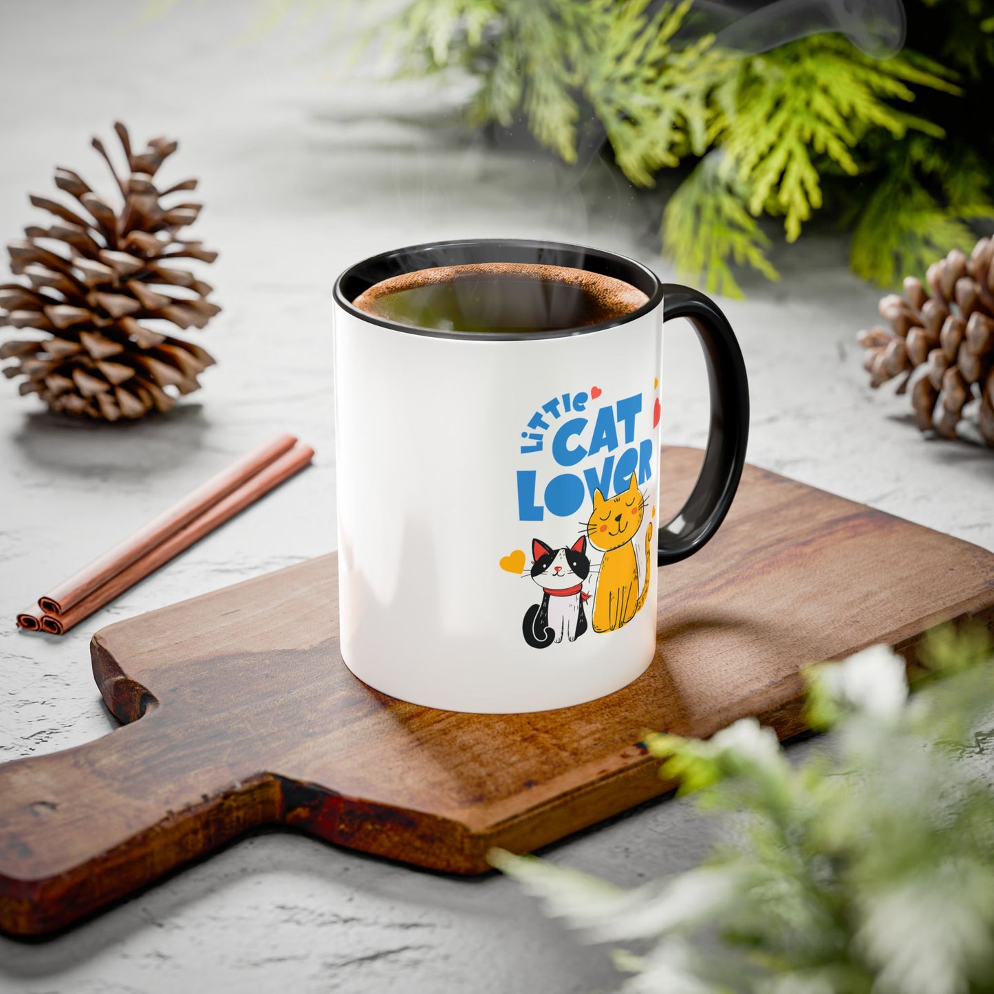 Cat Lover Mug — Colorful 11oz/15oz Ceramic Coffee Cup (Little Cat Lover Design)