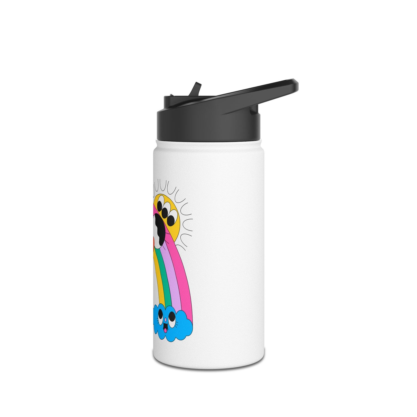 Cute Rainbow Water Bottle — Smiley Clouds & Sun Stainless Steel Bottle