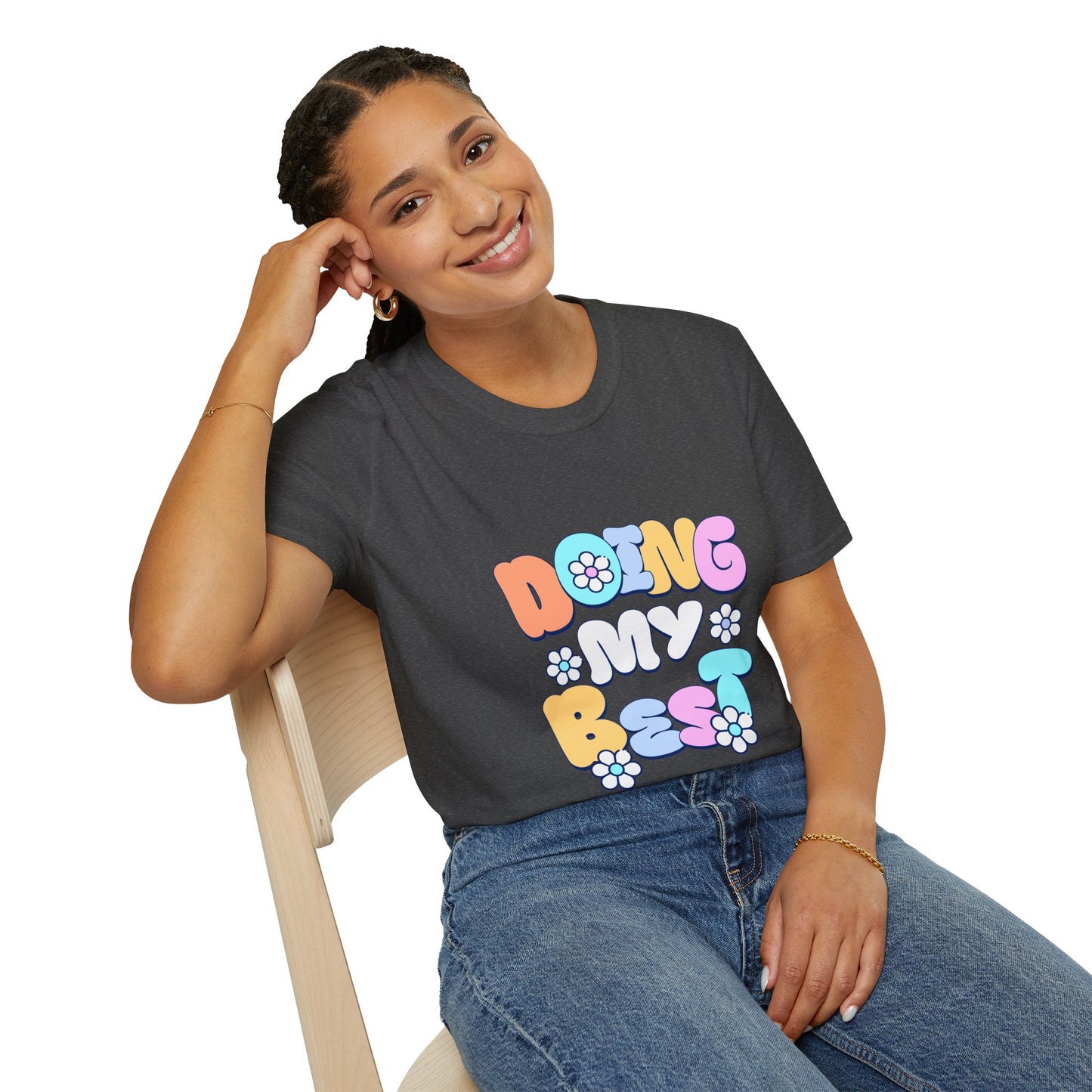 Retro Floral "Doing My Best" T-Shirt