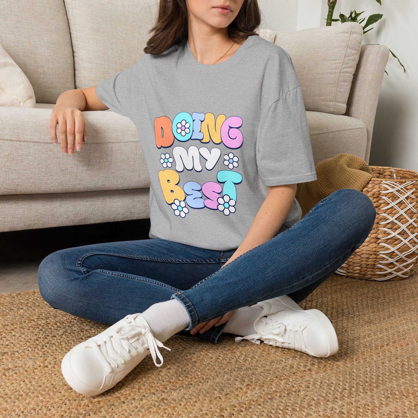Retro Floral "Doing My Best" T-Shirt