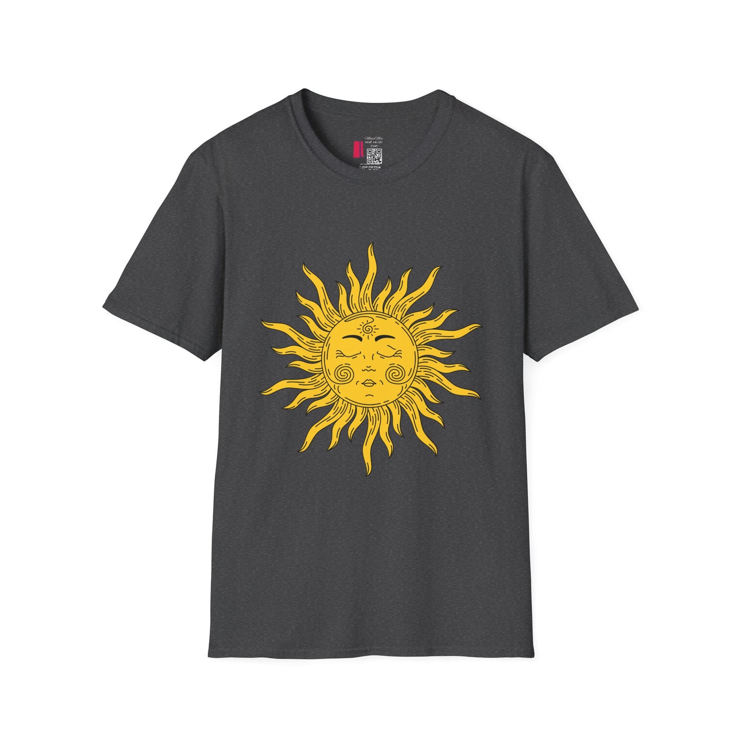 Vintage Celestial Sun T-Shirt — Retro Yellow Sun Face Graphic Tee