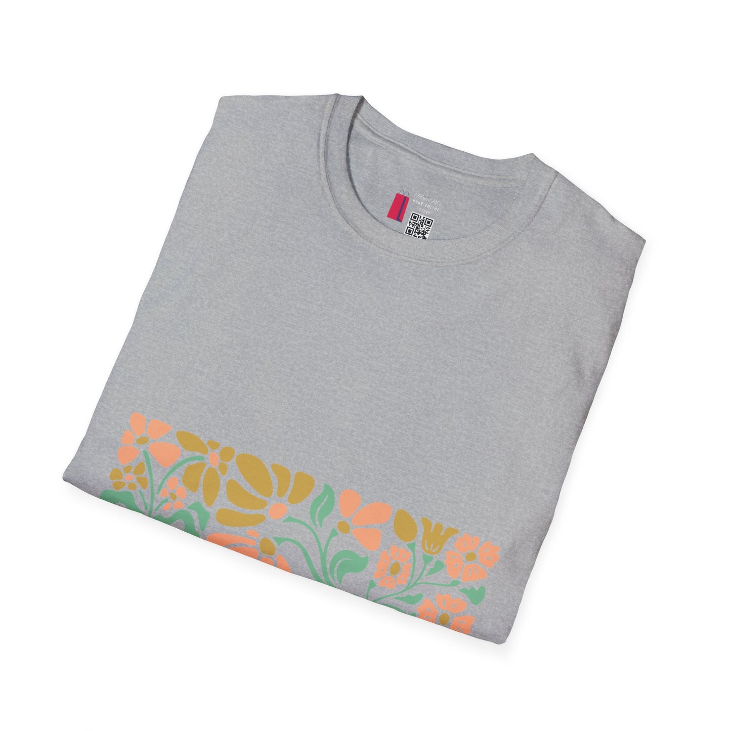 Floral Meadow T-Shirt — Pastel Botanical Stripe Tee