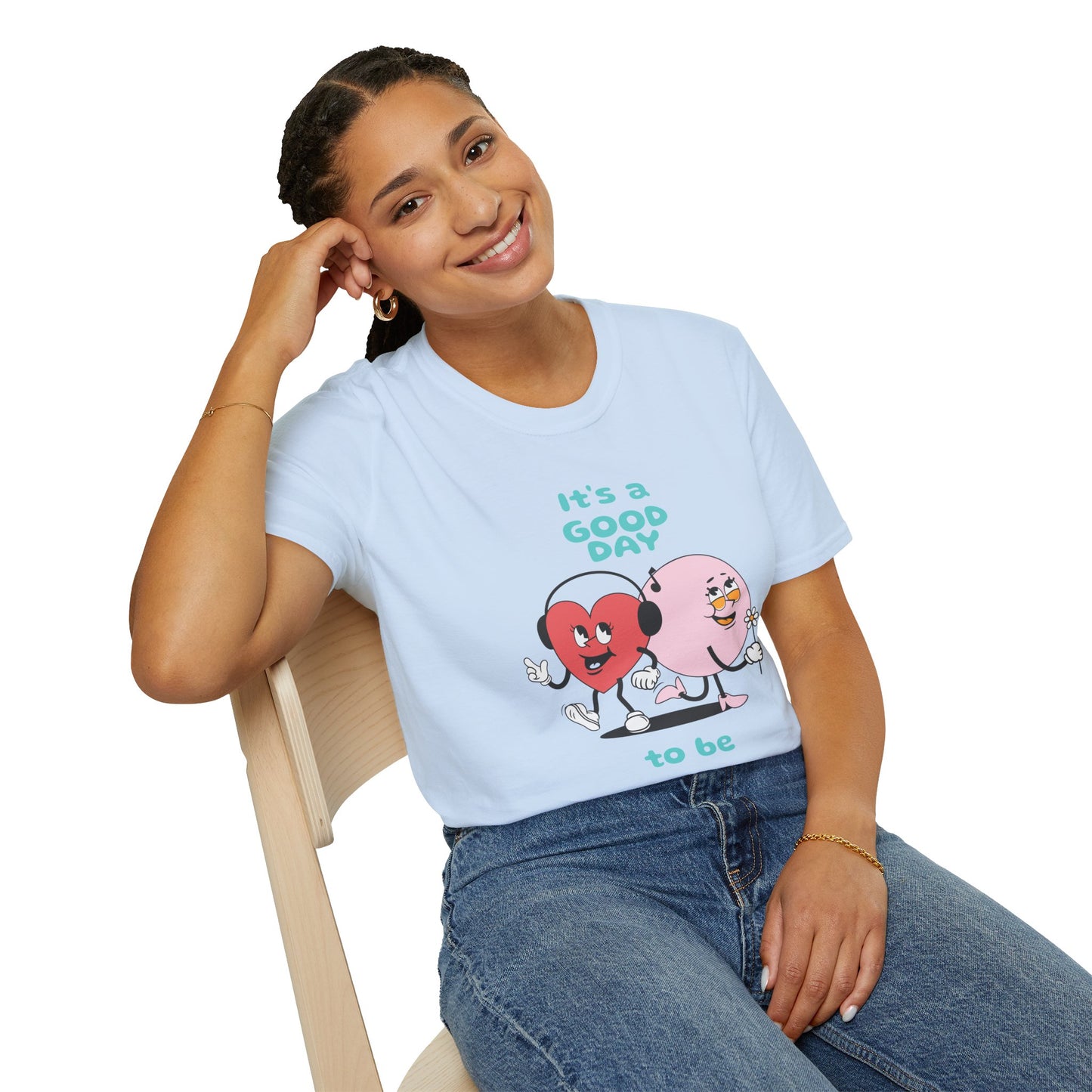 It's a Good Day to Be Happy T-Shirt — Cute Heart & Smile Graphic Tee