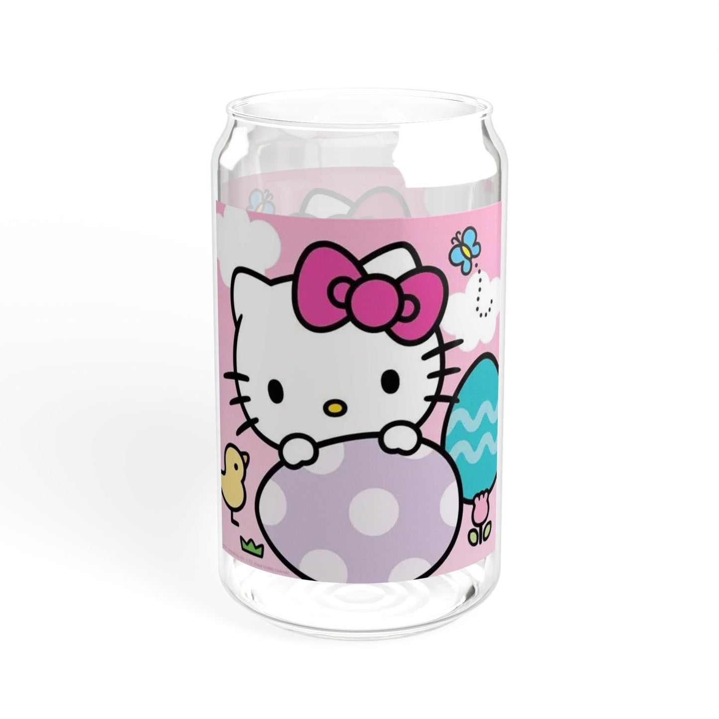Hello Kitty Easter Sipper Glass 16oz — Cute Bunny & Egg Reusable Straw Tumbler