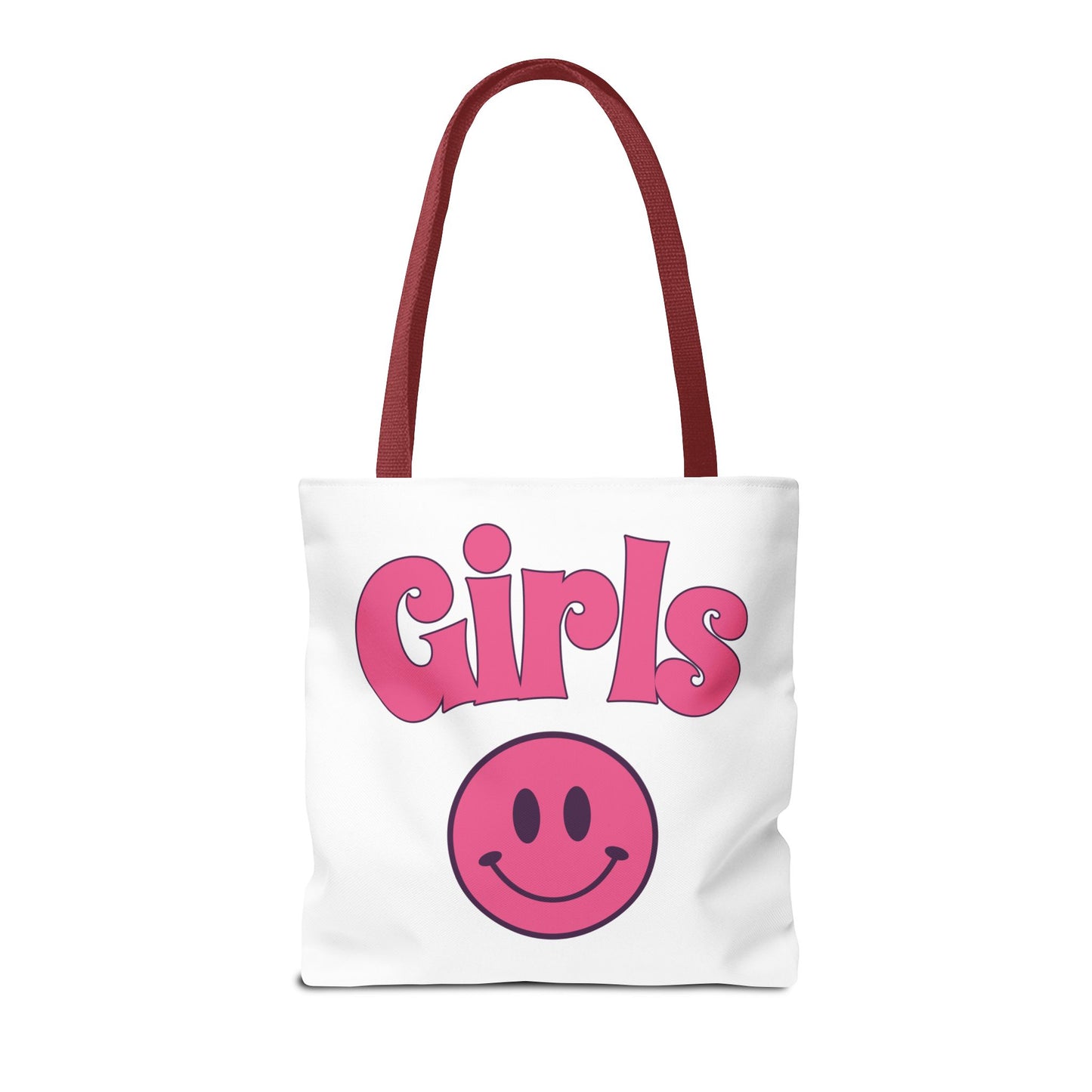 Girls Pink Smile Tote Bag — Cute Retro Smiley Shopper