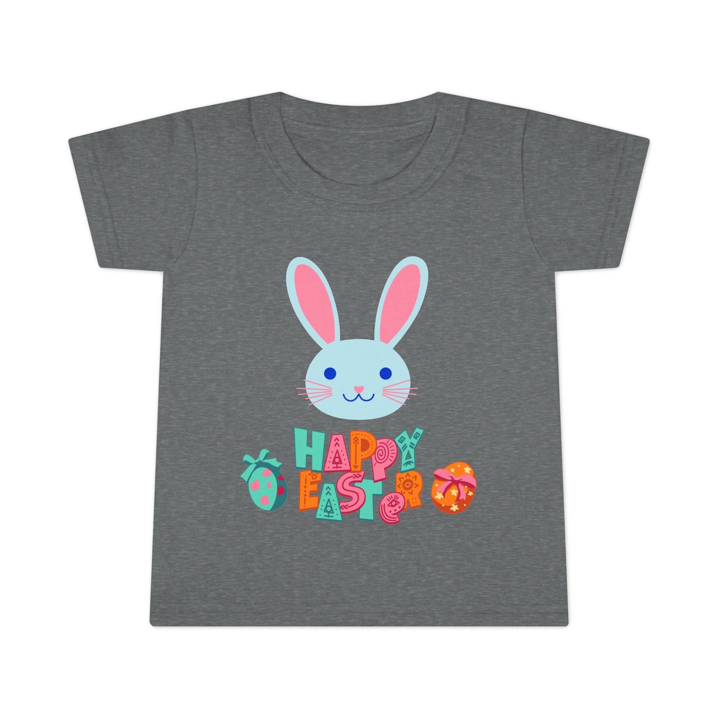 Easter Bunny Toddler T-Shirt - "Happy Easter" Colorful Egg Design