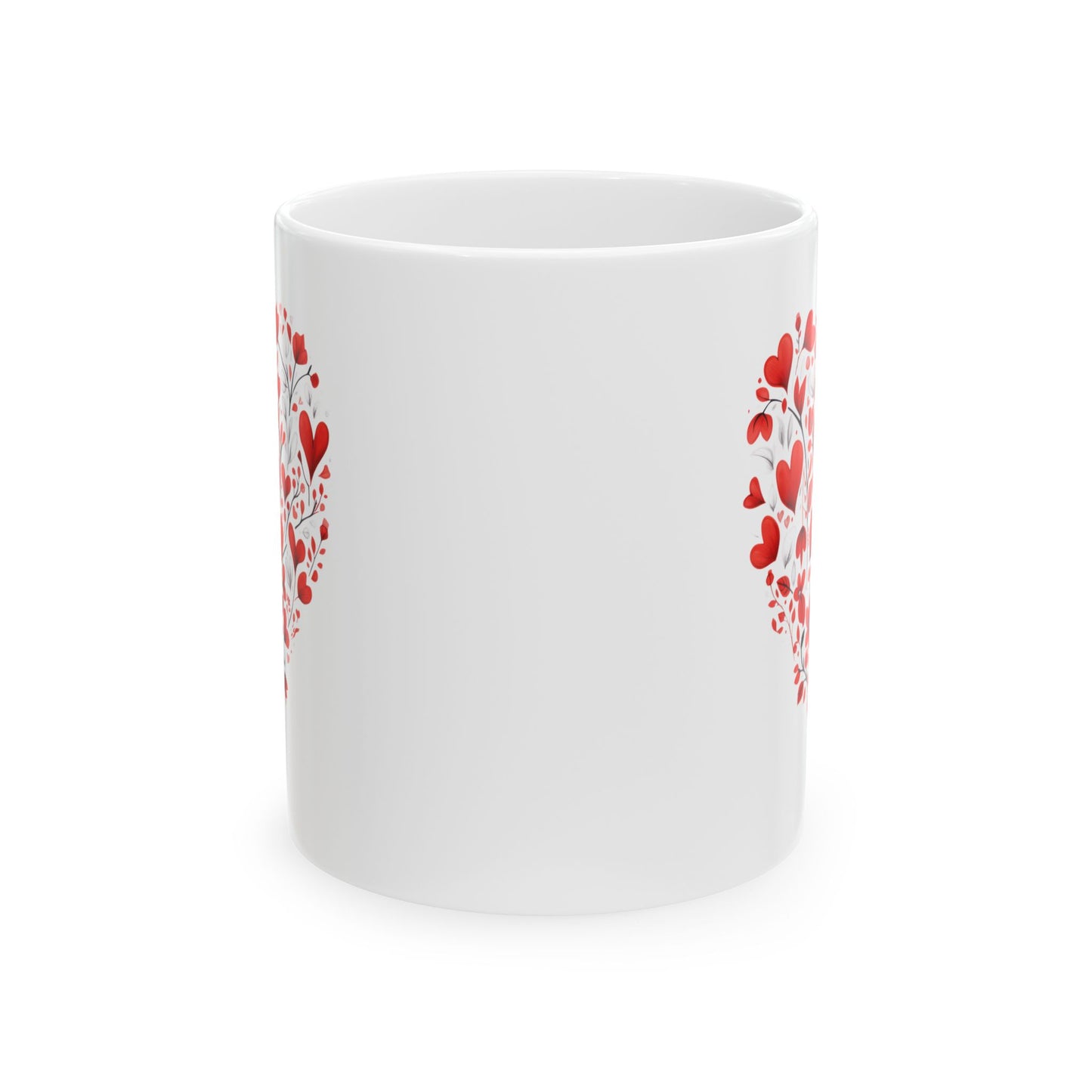 Valentine Heart Pattern Ceramic Mug — Romantic Love Gift (11oz & 15oz)