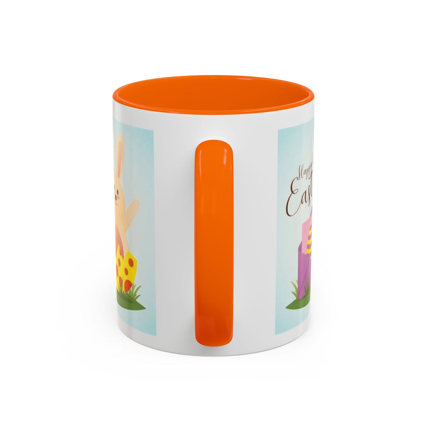 Easter Bunny Accent Coffee Mug – "Happy Easter" Spring Bunny & Egg Design (11/15oz)