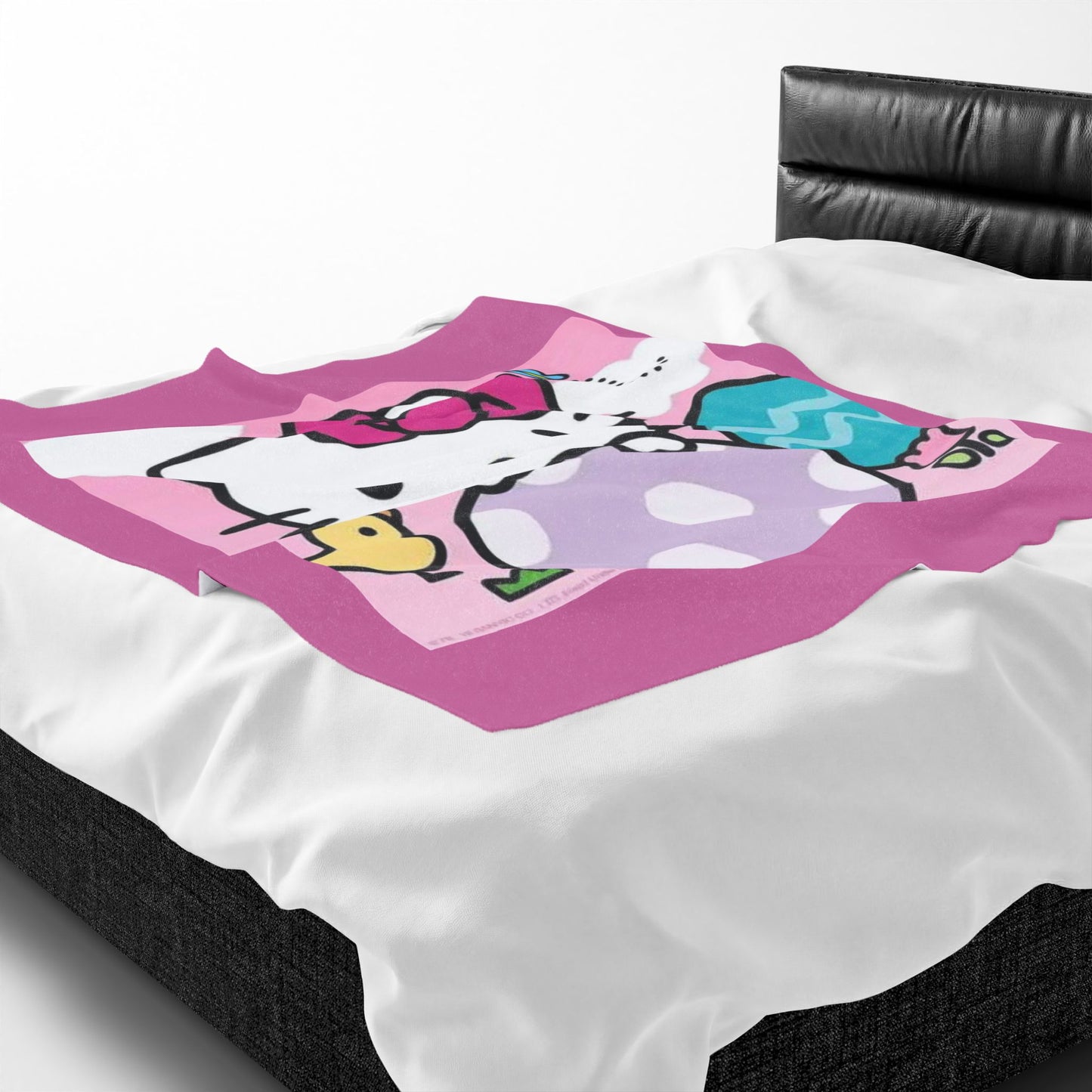 Hello Kitty Easter Velveteen Plush Blanket – Cute Pink Bunny & Egg Holiday Throw