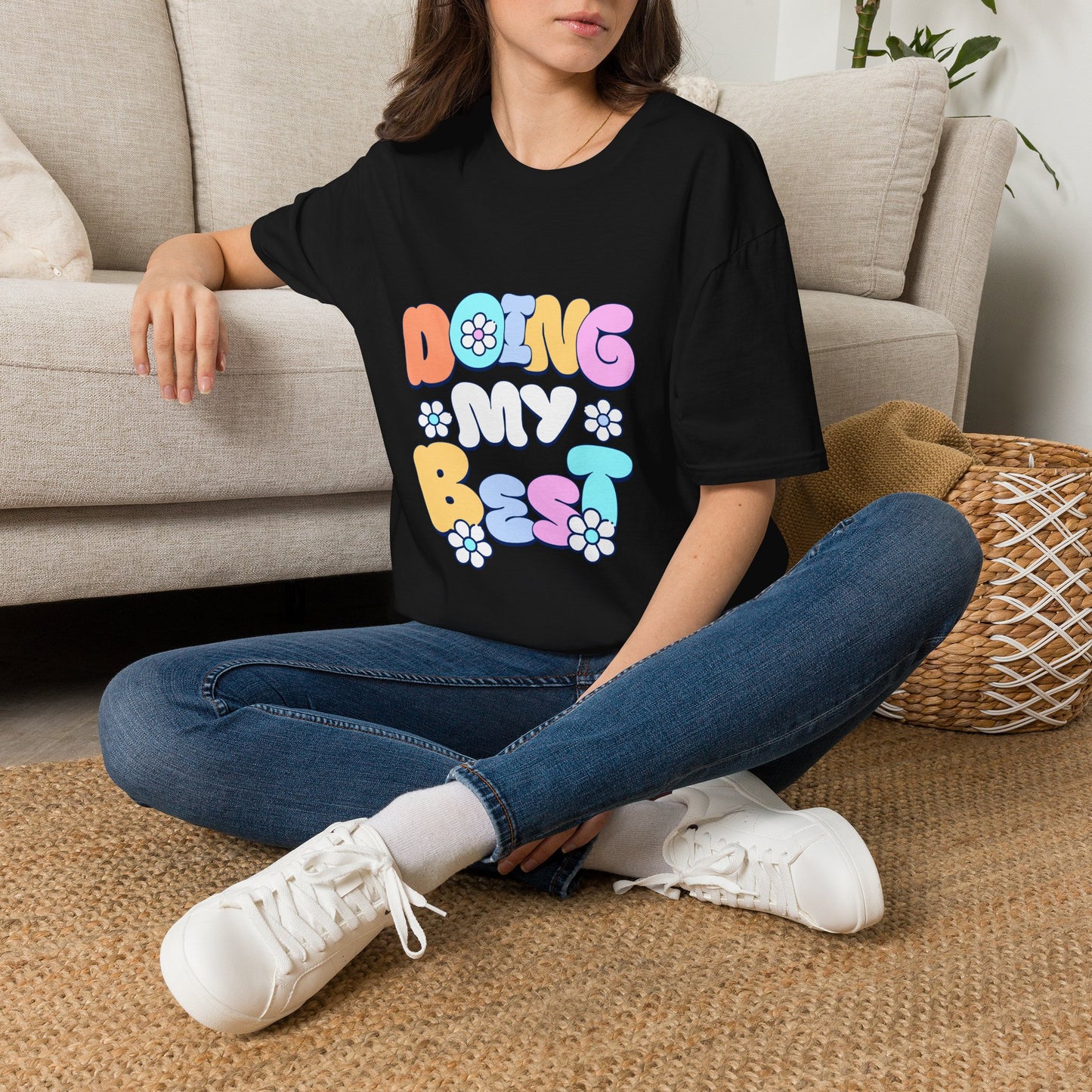 Retro Floral "Doing My Best" T-Shirt