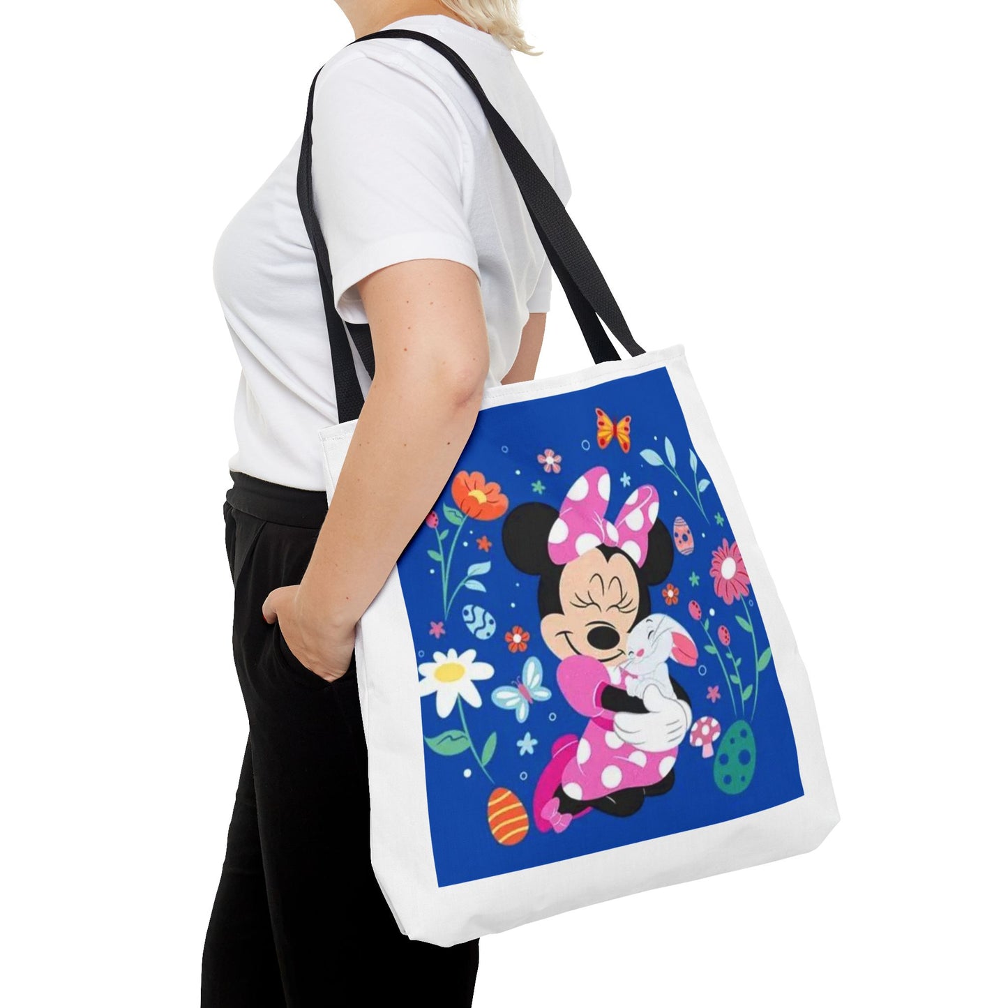 Floral Minnie Bunny Tote Bag — Cute Easter Canvas Carryall