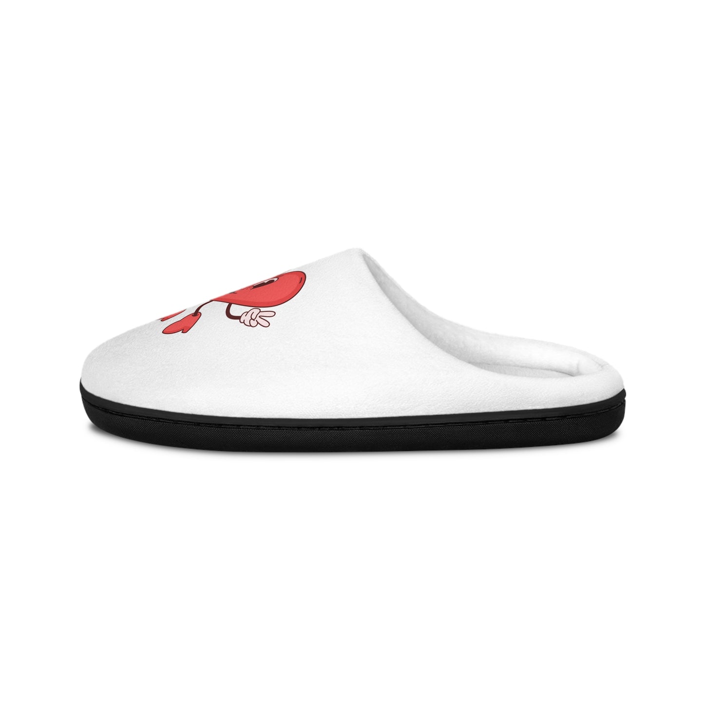 Women's Heart Character Indoor Slippers — Cute Red Heart with Kissing Lips