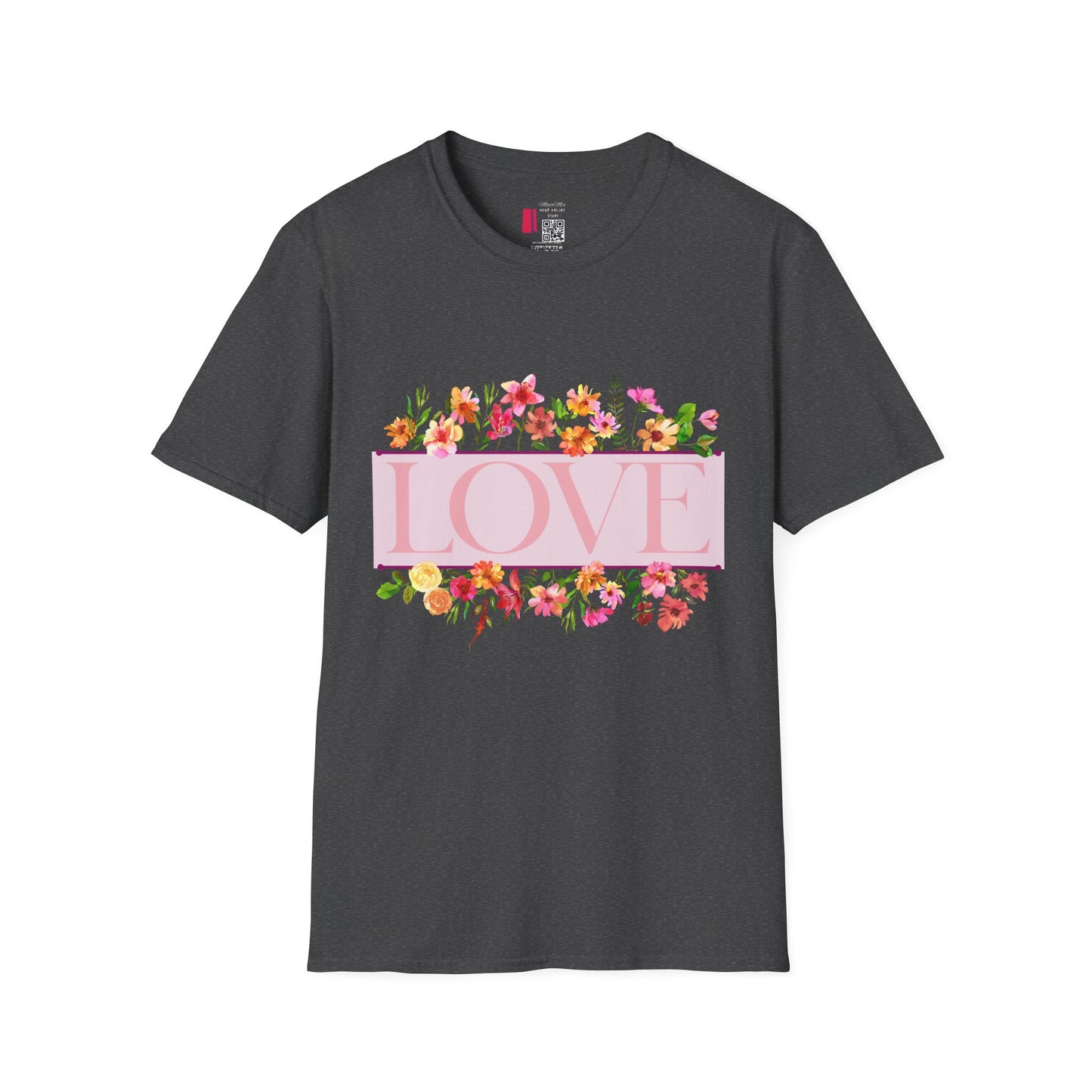 Love Floral T-Shirt — Pink "LOVE" Graphic Tee for Women & Gifts