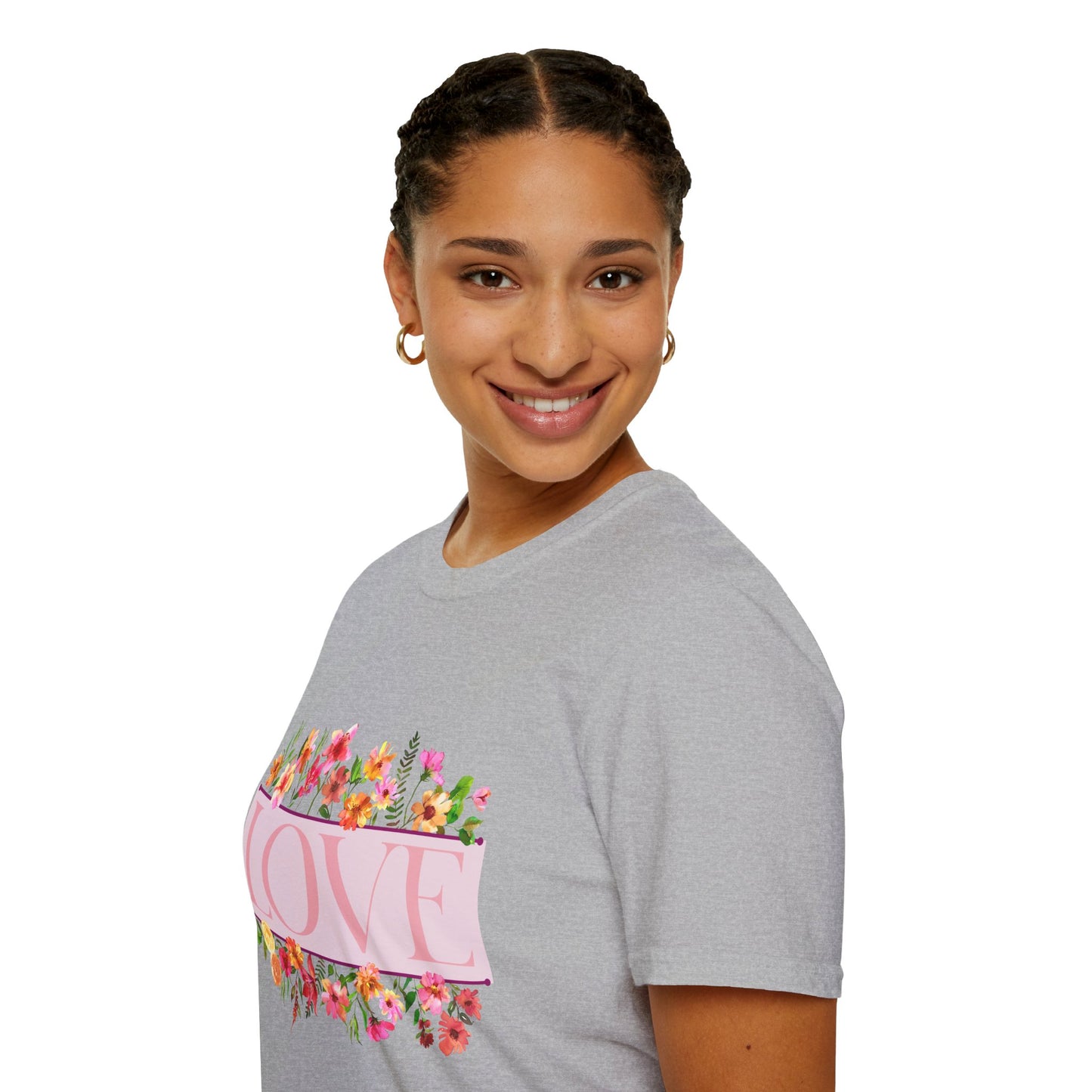 Love Floral T-Shirt — Pink "LOVE" Graphic Tee for Women & Gifts