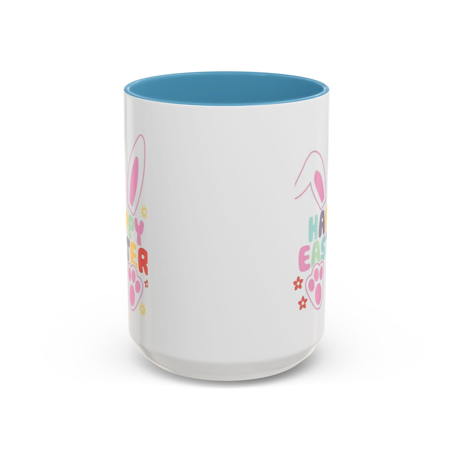 Happy Easter Bunny Accent Coffee Mug — Pink Interior 11/15oz