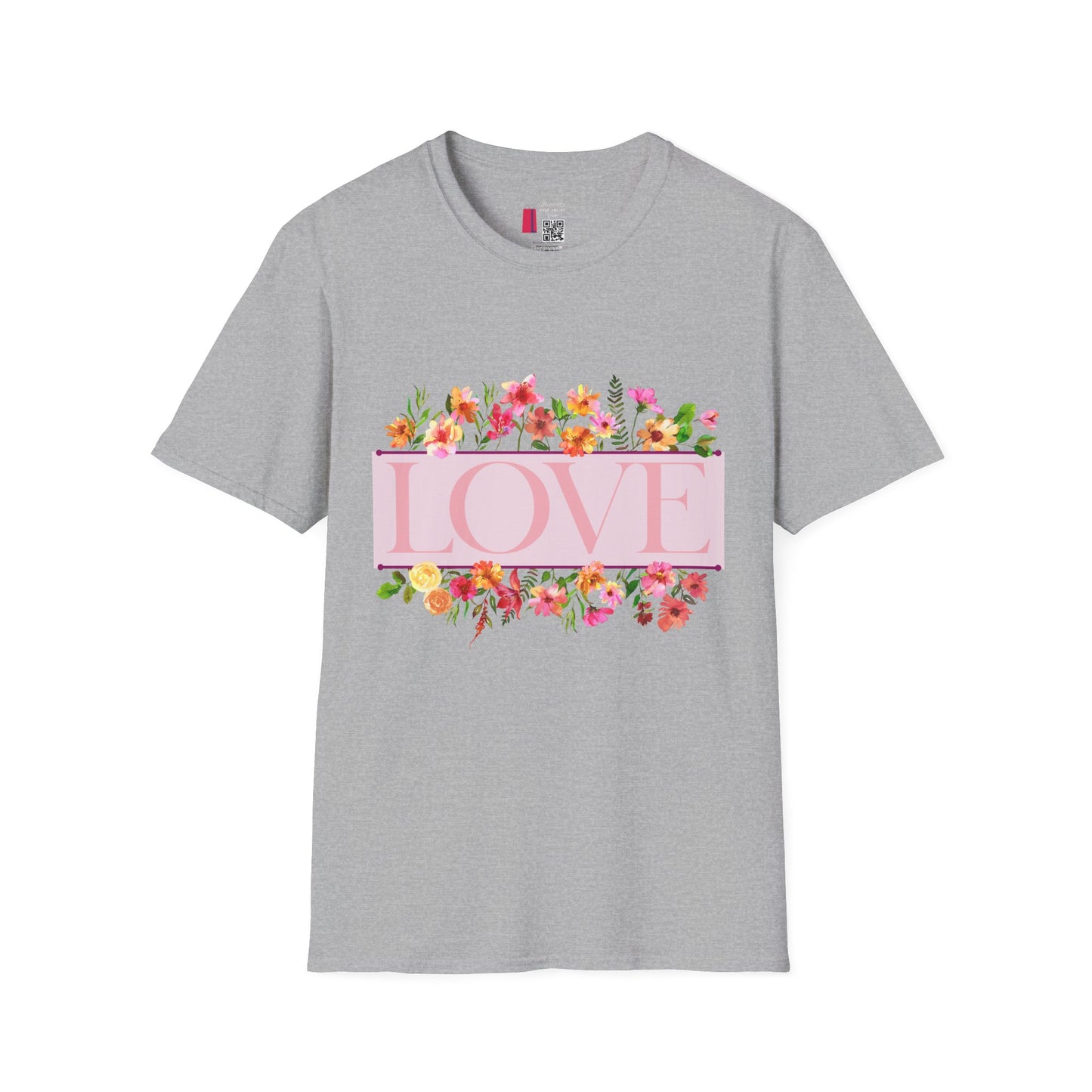 Love Floral T-Shirt — Pink "LOVE" Graphic Tee for Women & Gifts