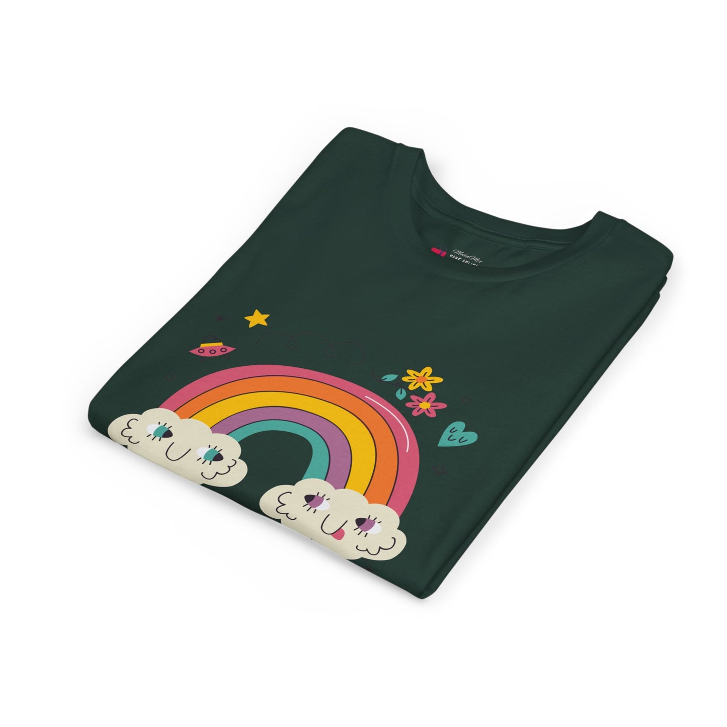Youth Rainbow Tee — Cute Smiling Clouds & Rainbow Kids Shirt