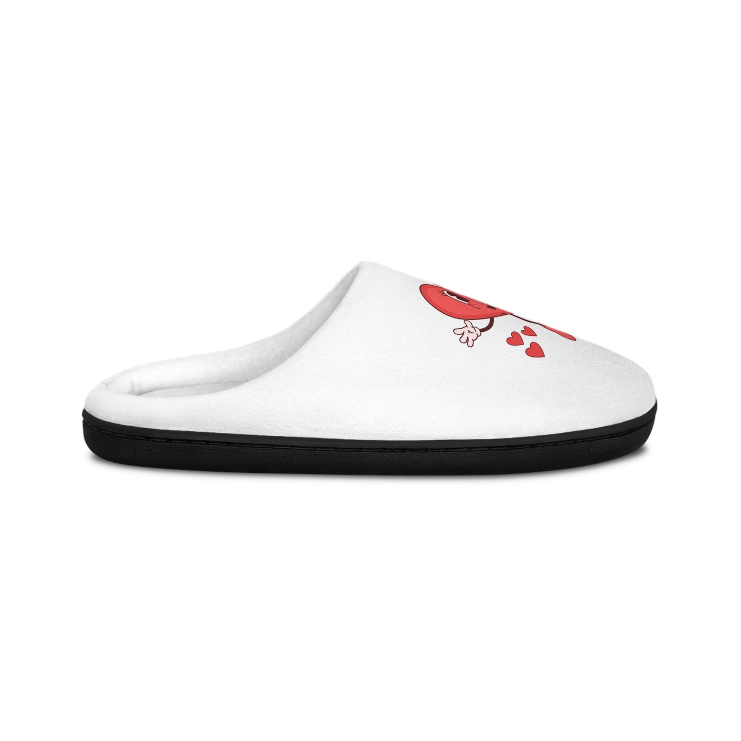 Women's Heart Character Indoor Slippers — Cute Red Heart with Kissing Lips