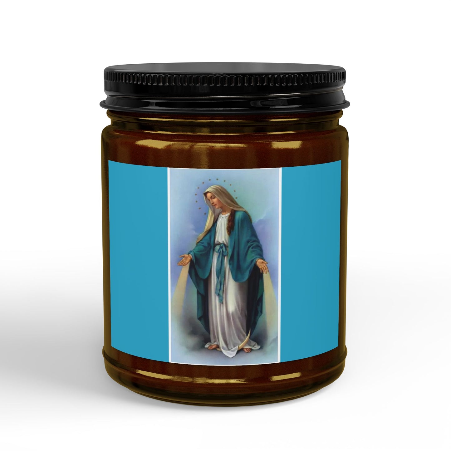 Our Lady Devotional Soy Candle — 4oz & 9oz Scented Jar with Black Lid
