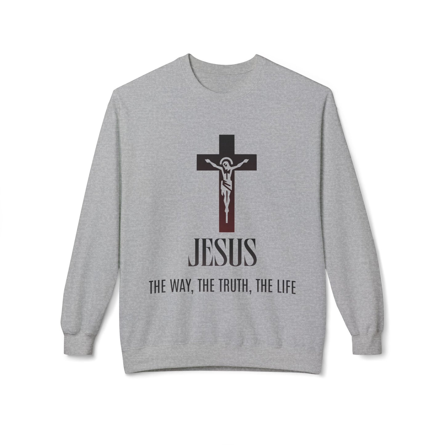 Jesus Cross Crewneck Sweatshirt — "Jesus: The Way, The Truth, The Life" Christian Pullover