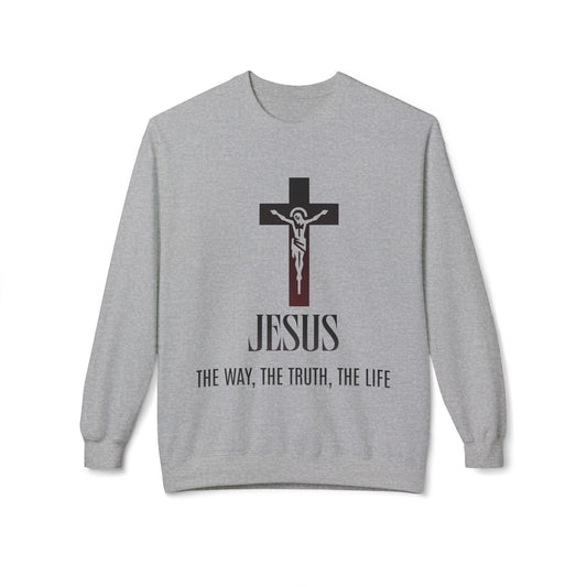 Jesus Cross Crewneck Sweatshirt — "Jesus: The Way, The Truth, The Life" Christian Pullover