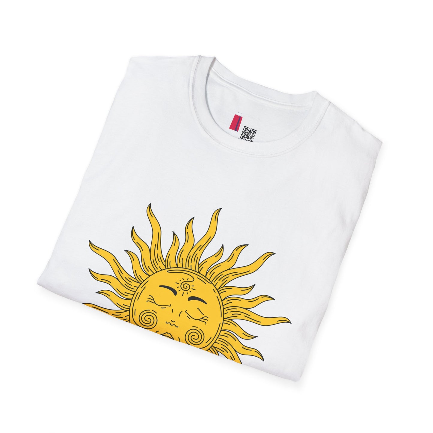 Vintage Celestial Sun T-Shirt — Retro Yellow Sun Face Graphic Tee