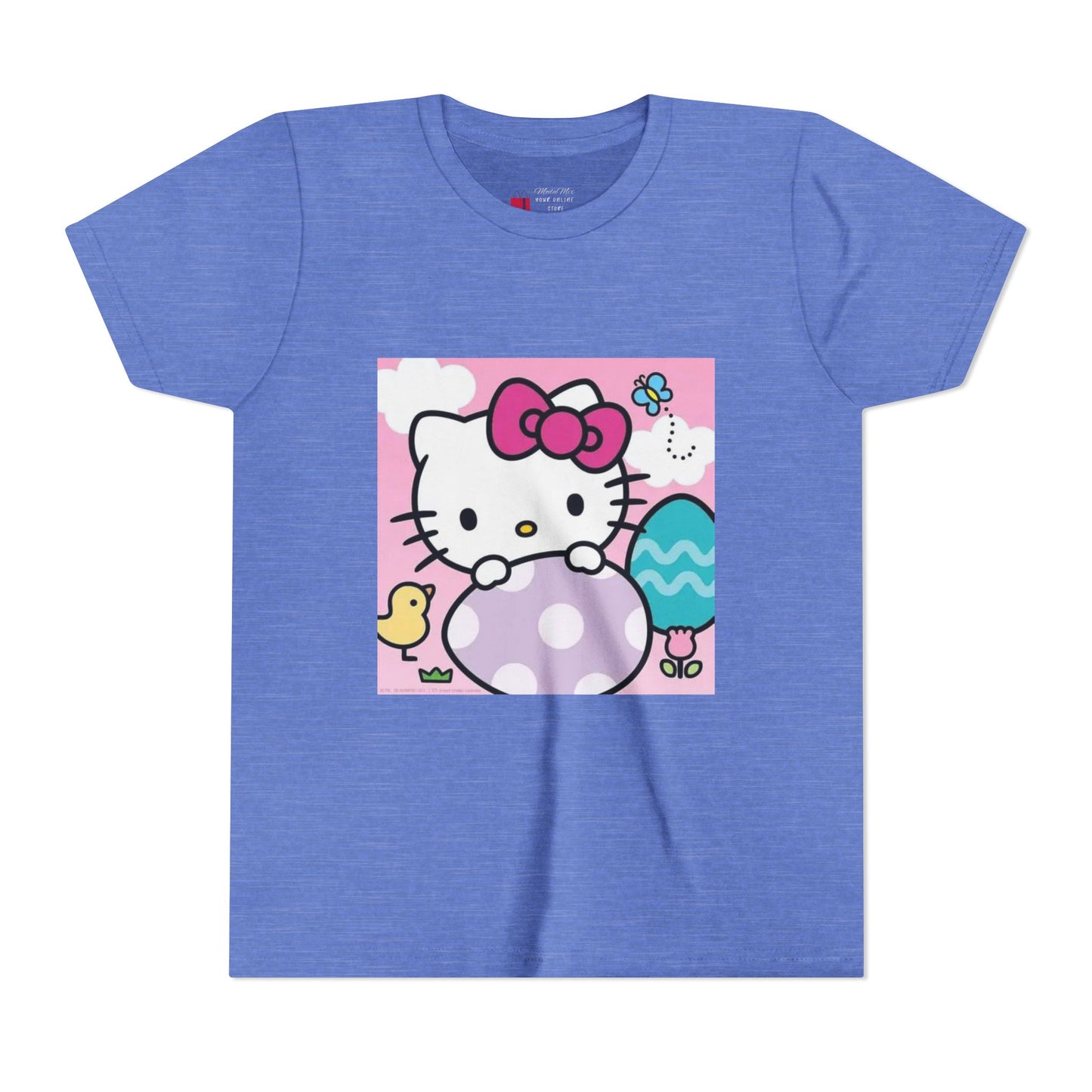 Hello Kitty Easter Youth Tee — Cute Bunny & Eggs Spring Shirt